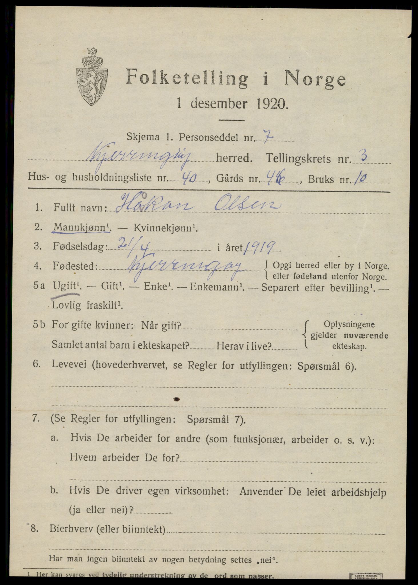 SAT, 1920 census for Kjerringøy, 1920, p. 1691