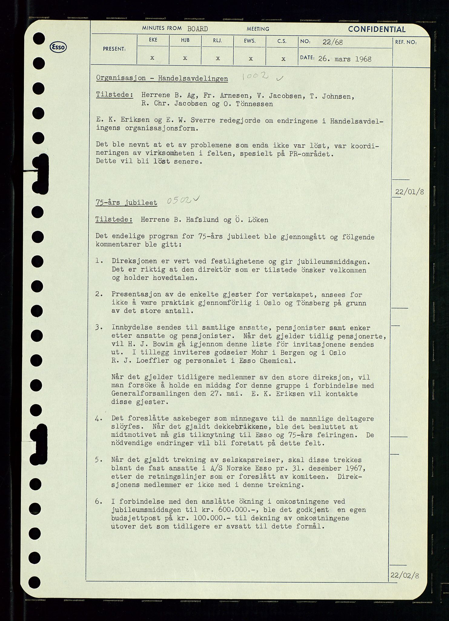 Pa 0982 - Esso Norge A/S, AV/SAST-A-100448/A/Aa/L0002/0004: Den administrerende direksjon Board minutes (styrereferater) / Den administrerende direksjon Board minutes (styrereferater), 1968, p. 38