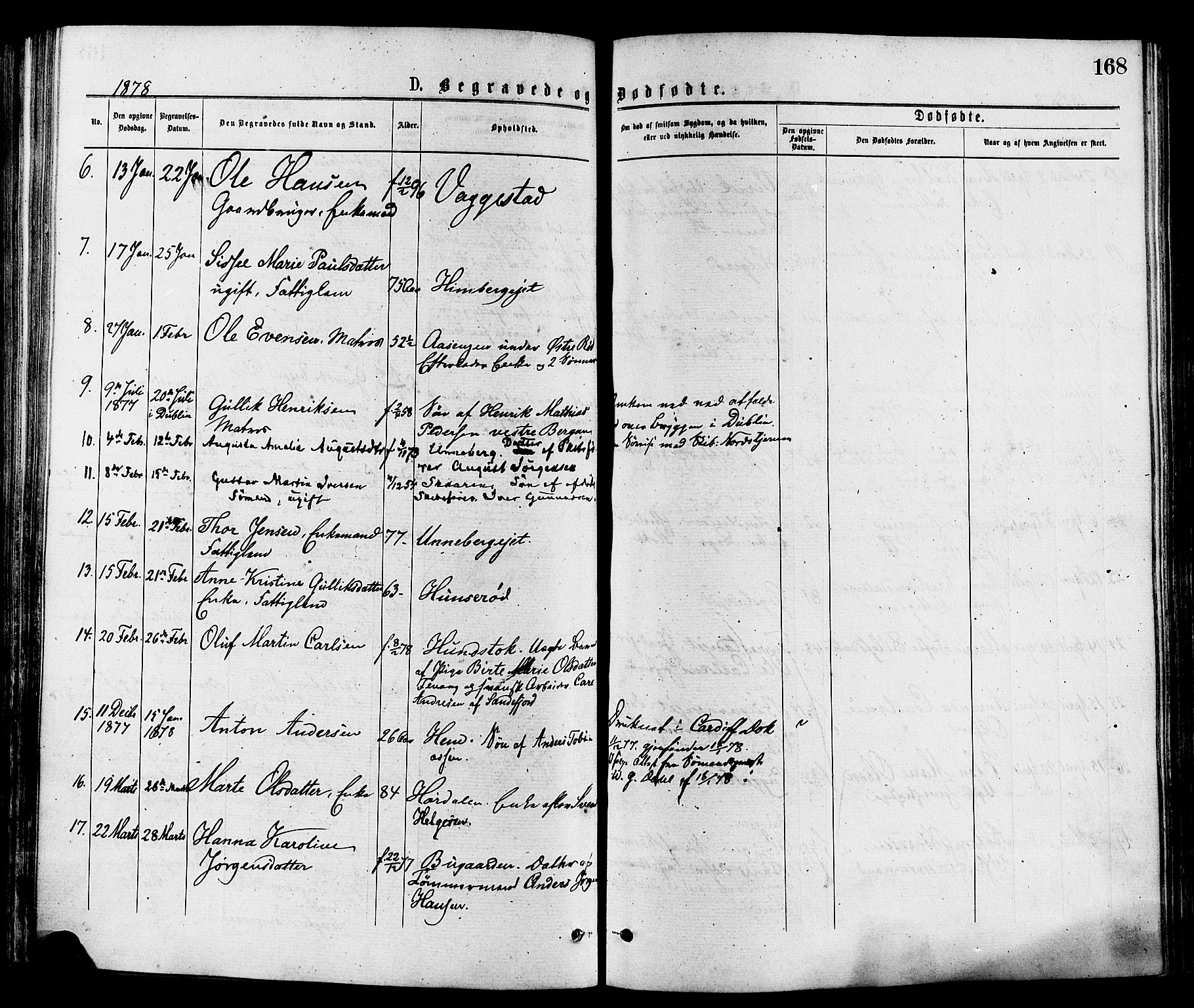 Sandar kirkebøker, AV/SAKO-A-243/F/Fa/L0011: Parish register (official) no. 11, 1872-1882, p. 168