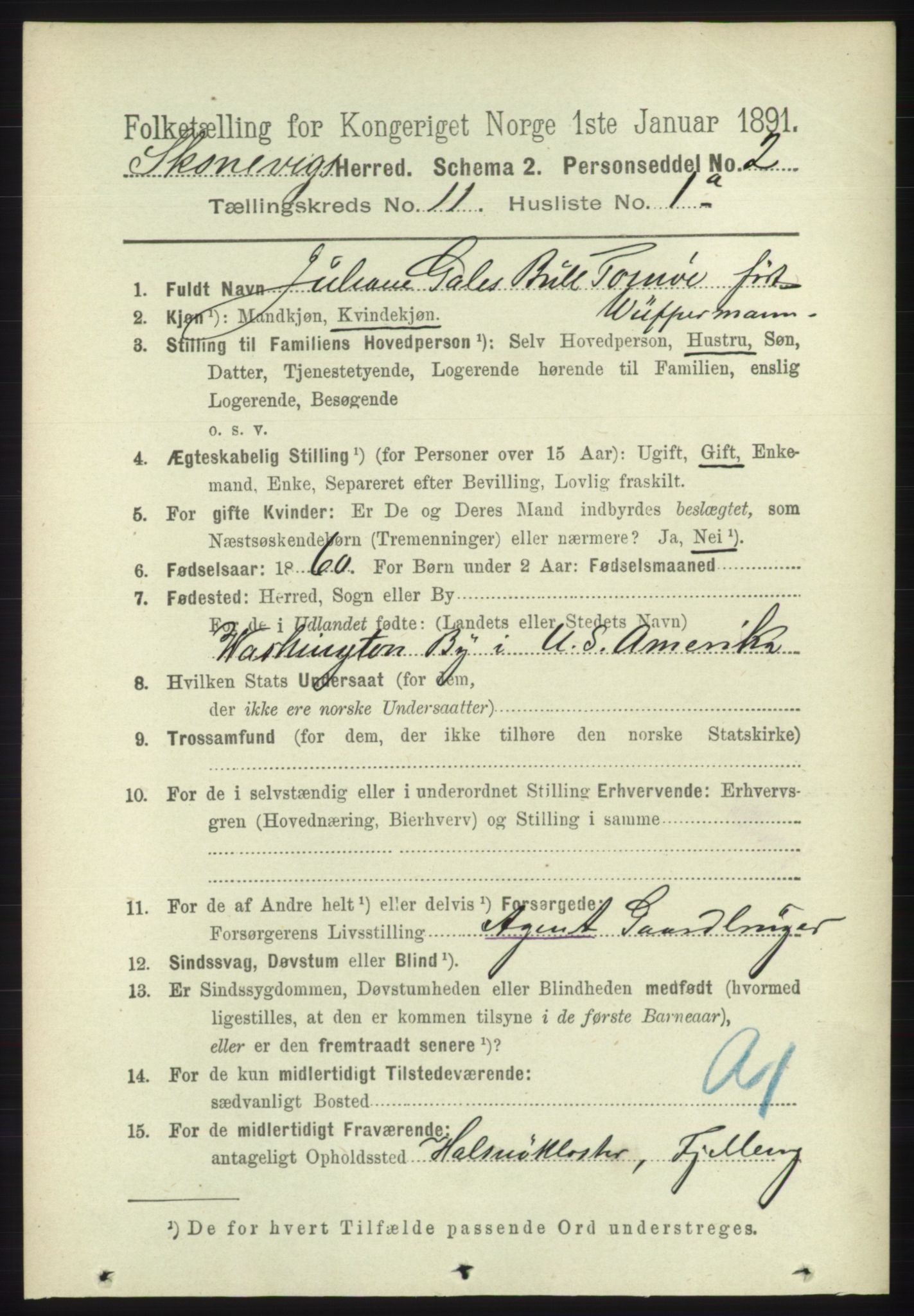 RA, 1891 census for 1212 Skånevik, 1891, p. 3327