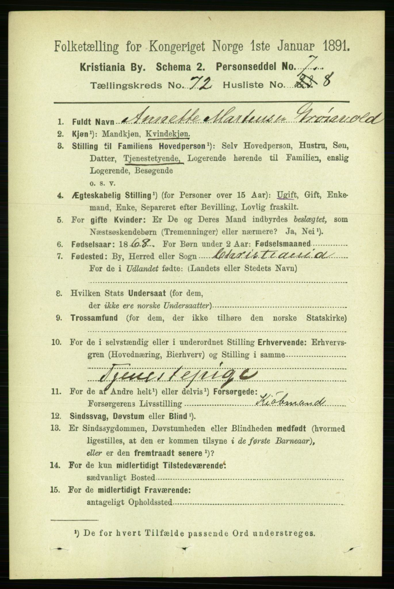 RA, 1891 census for 0301 Kristiania, 1891, p. 39317
