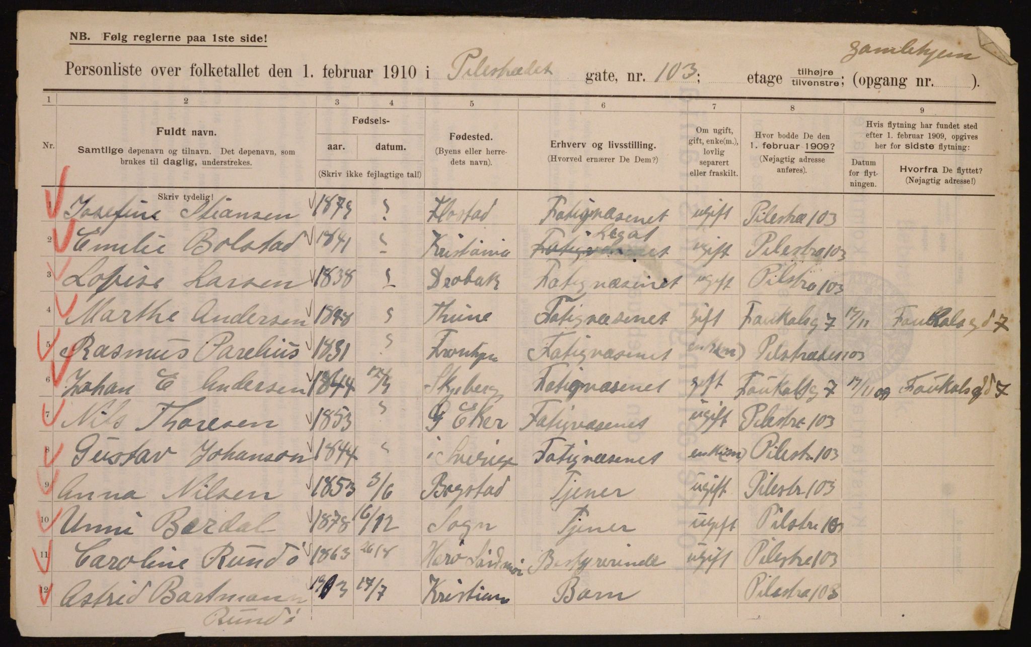 OBA, Municipal Census 1910 for Kristiania, 1910, p. 76955