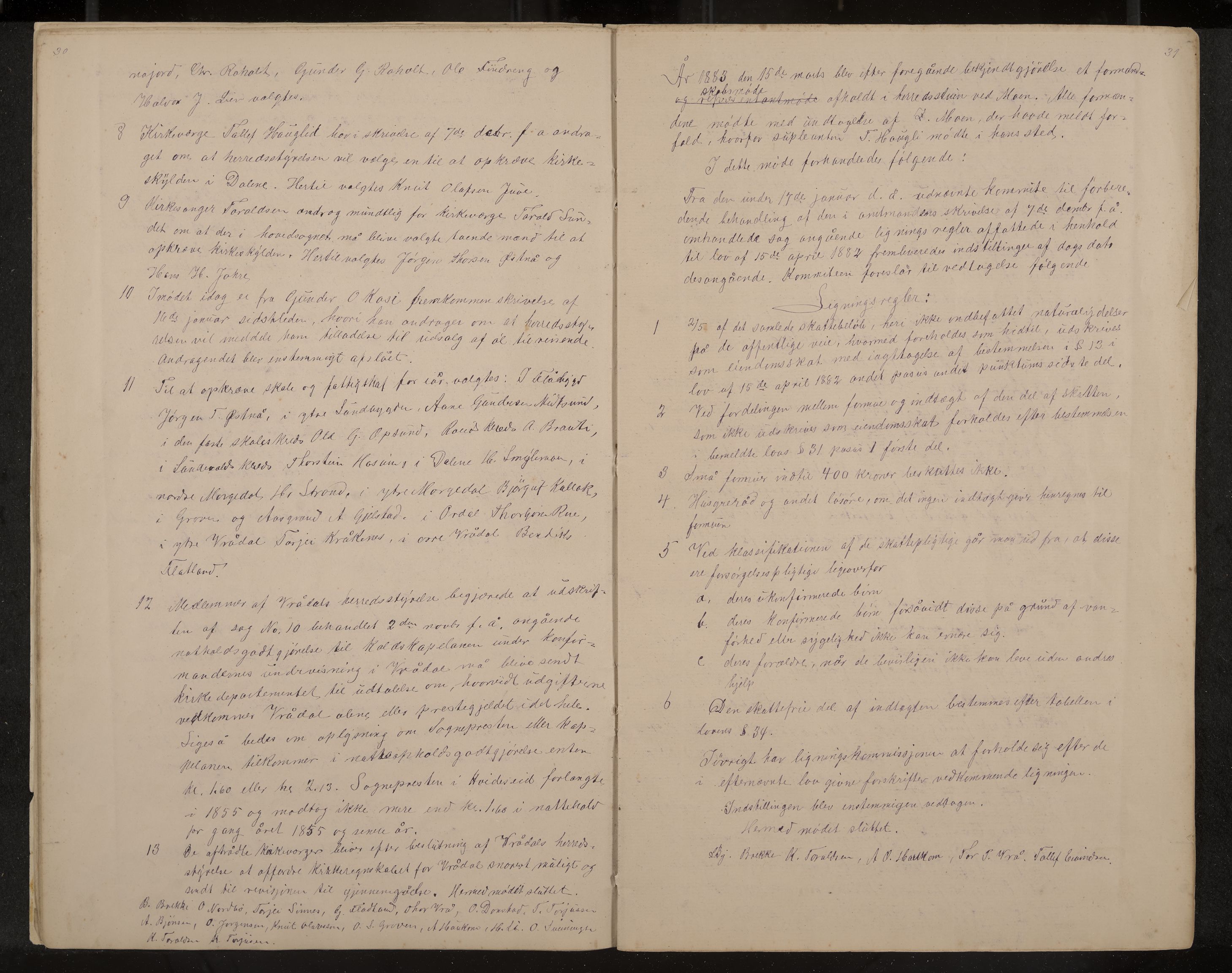 Kviteseid formannskap og sentraladministrasjon, IKAK/0829021/A/Aa/L0041: Utskrift av møtebok, 1882-1884, p. 30-31