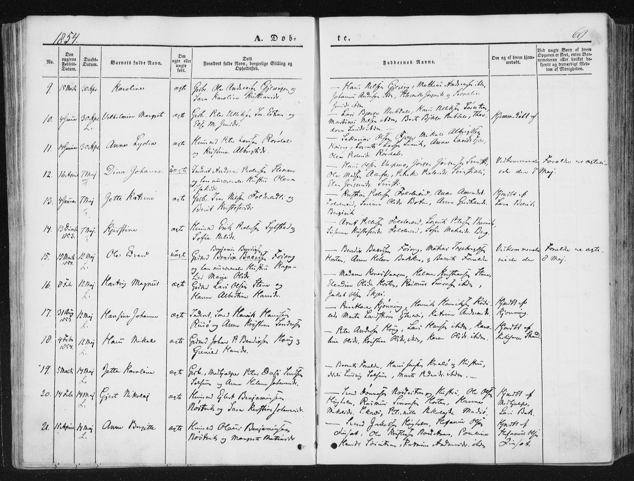 Ministerialprotokoller, klokkerbøker og fødselsregistre - Nord-Trøndelag, SAT/A-1458/780/L0640: Parish register (official) no. 780A05, 1845-1856, p. 69