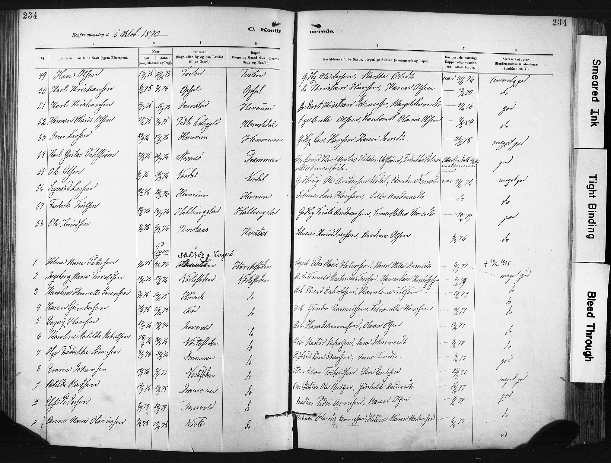 Lier kirkebøker, AV/SAKO-A-230/F/Fa/L0015: Parish register (official) no. I 15, 1883-1894, p. 234