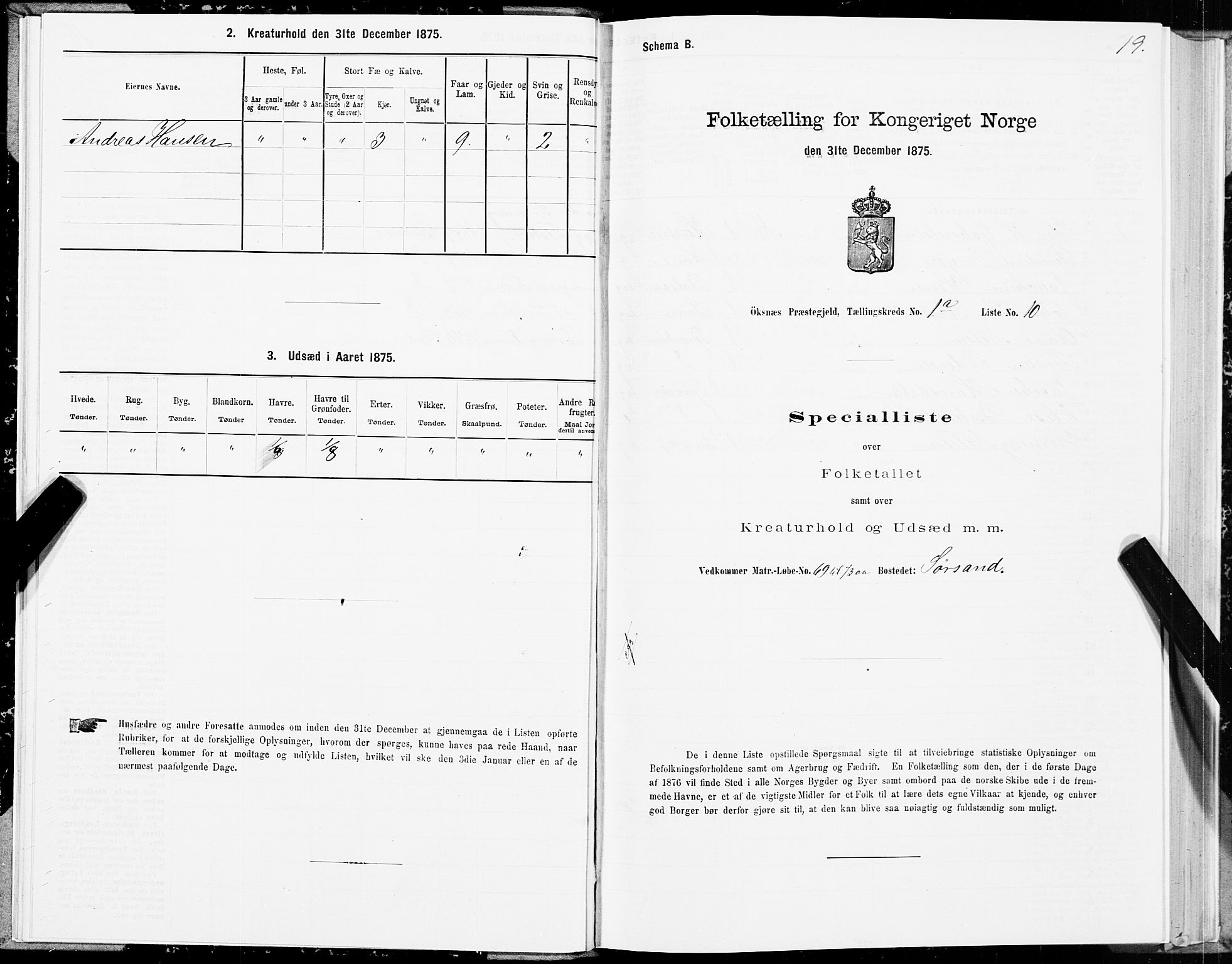 SAT, 1875 census for 1868P Øksnes, 1875, p. 1019