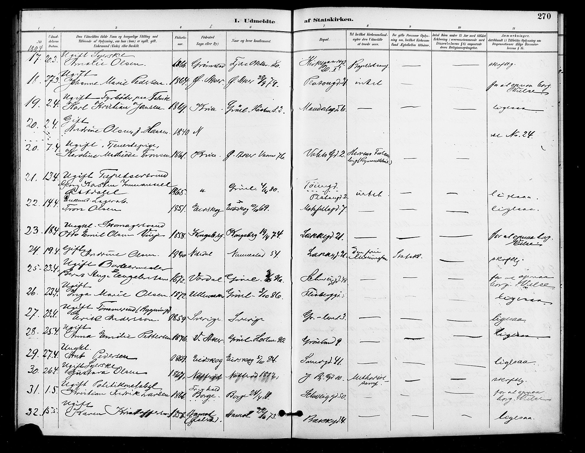 Grønland prestekontor Kirkebøker, AV/SAO-A-10848/F/Fa/L0011: Parish register (official) no. 11, 1892-1907, p. 270