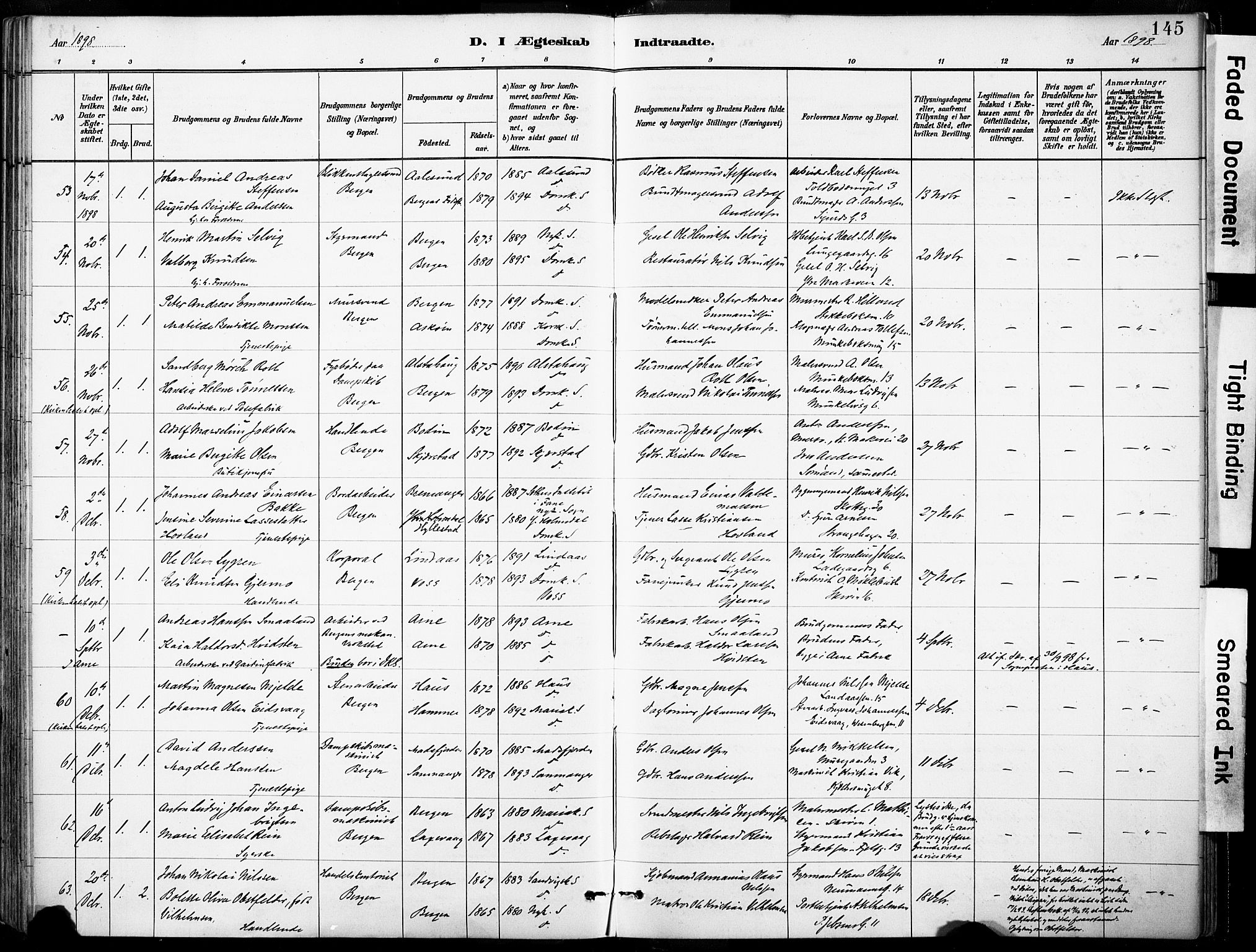 Domkirken sokneprestembete, AV/SAB-A-74801/H/Haa/L0037: Parish register (official) no. D 4, 1880-1907, p. 145