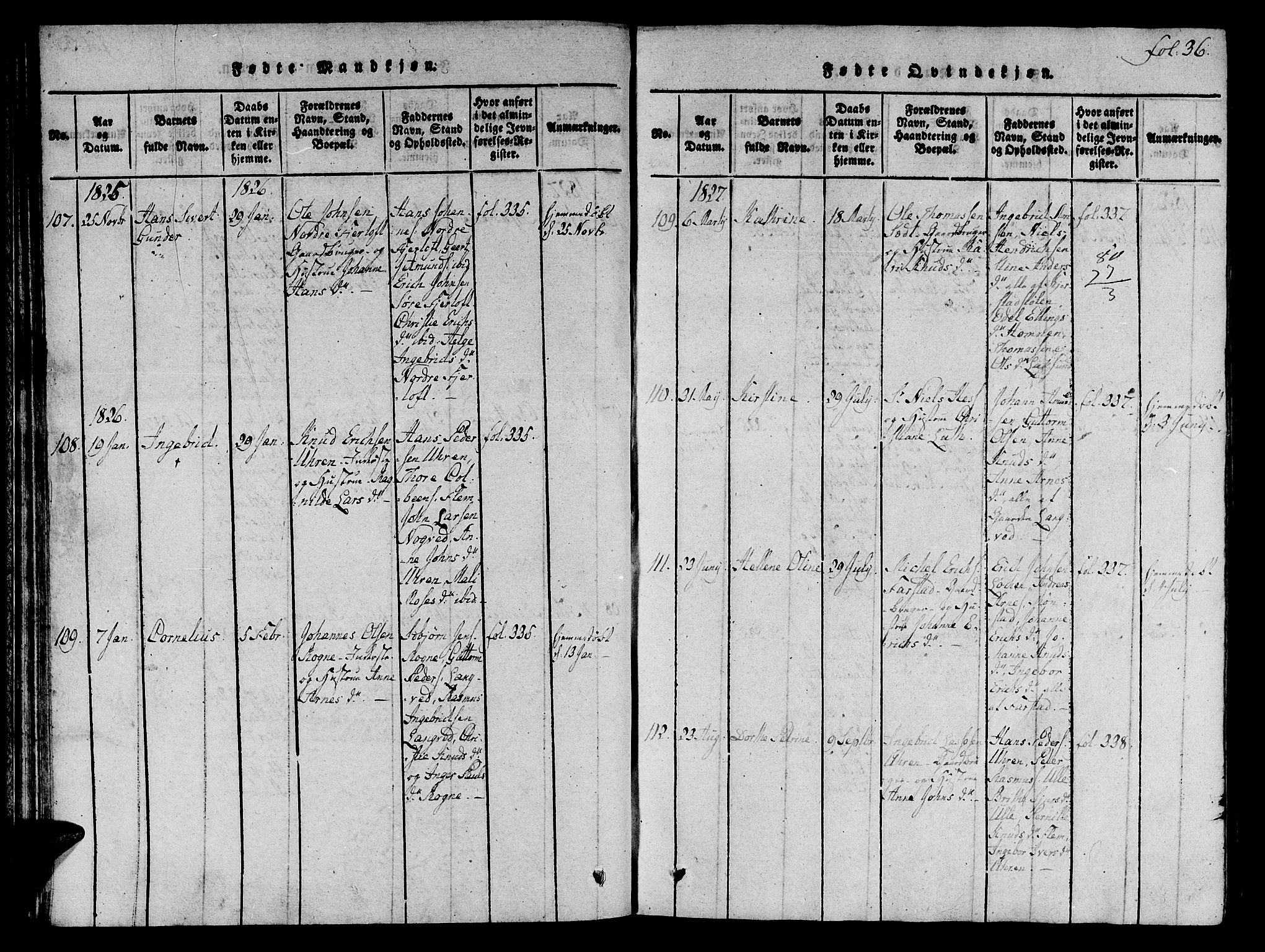Ministerialprotokoller, klokkerbøker og fødselsregistre - Møre og Romsdal, SAT/A-1454/536/L0495: Parish register (official) no. 536A04, 1818-1847, p. 36