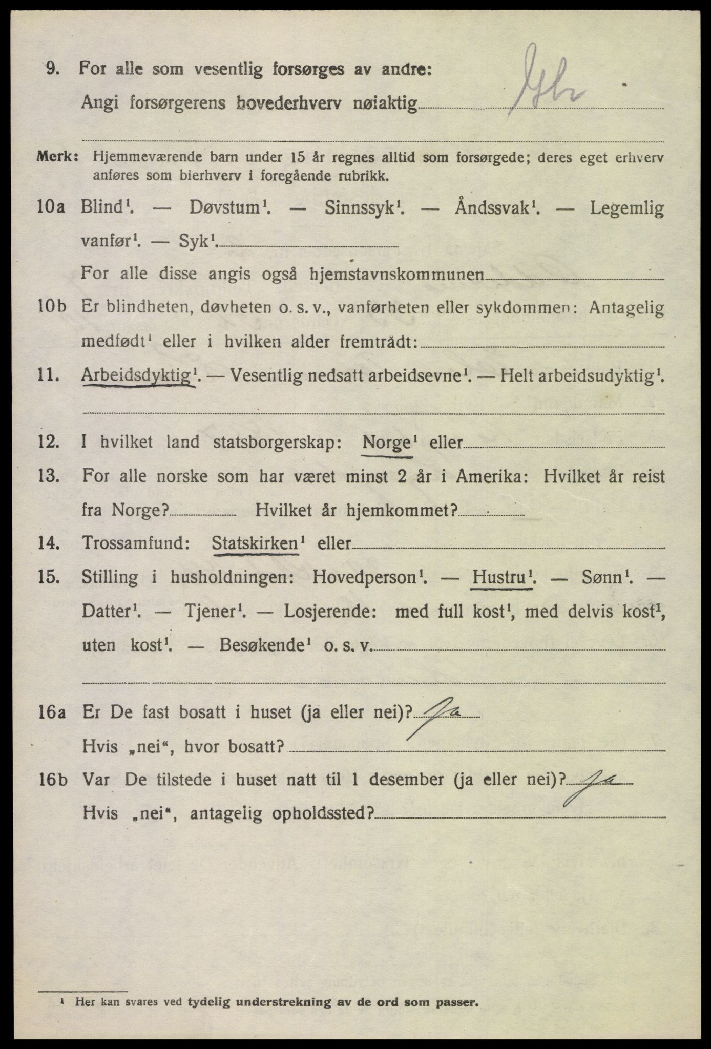 SAK, 1920 census for Oddernes, 1920, p. 5556