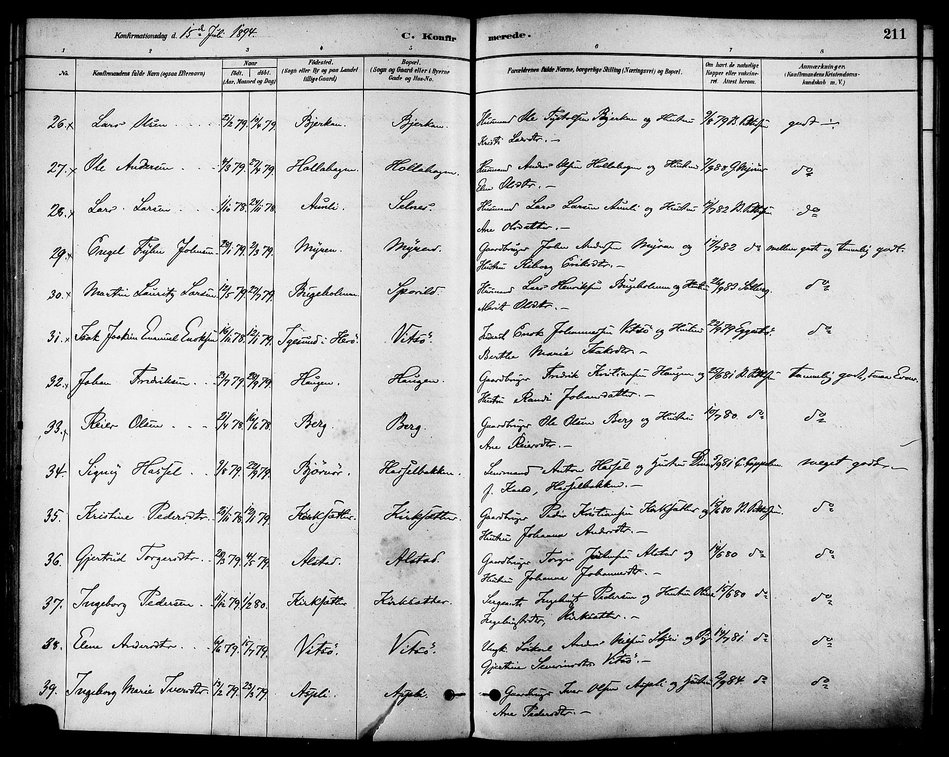 Ministerialprotokoller, klokkerbøker og fødselsregistre - Sør-Trøndelag, SAT/A-1456/630/L0496: Parish register (official) no. 630A09, 1879-1895, p. 211