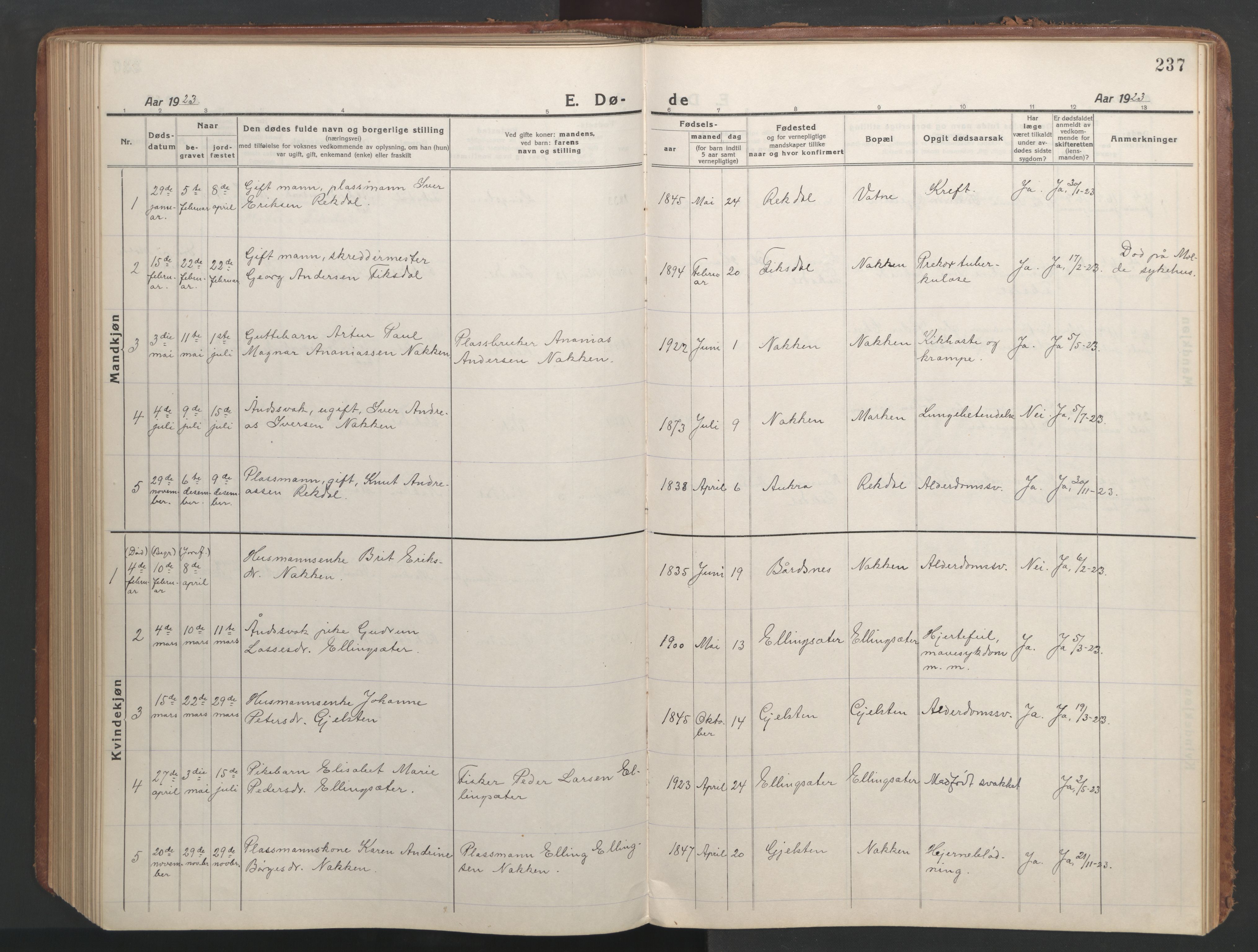 Ministerialprotokoller, klokkerbøker og fødselsregistre - Møre og Romsdal, AV/SAT-A-1454/540/L0542: Parish register (copy) no. 540C02, 1921-1967, p. 237