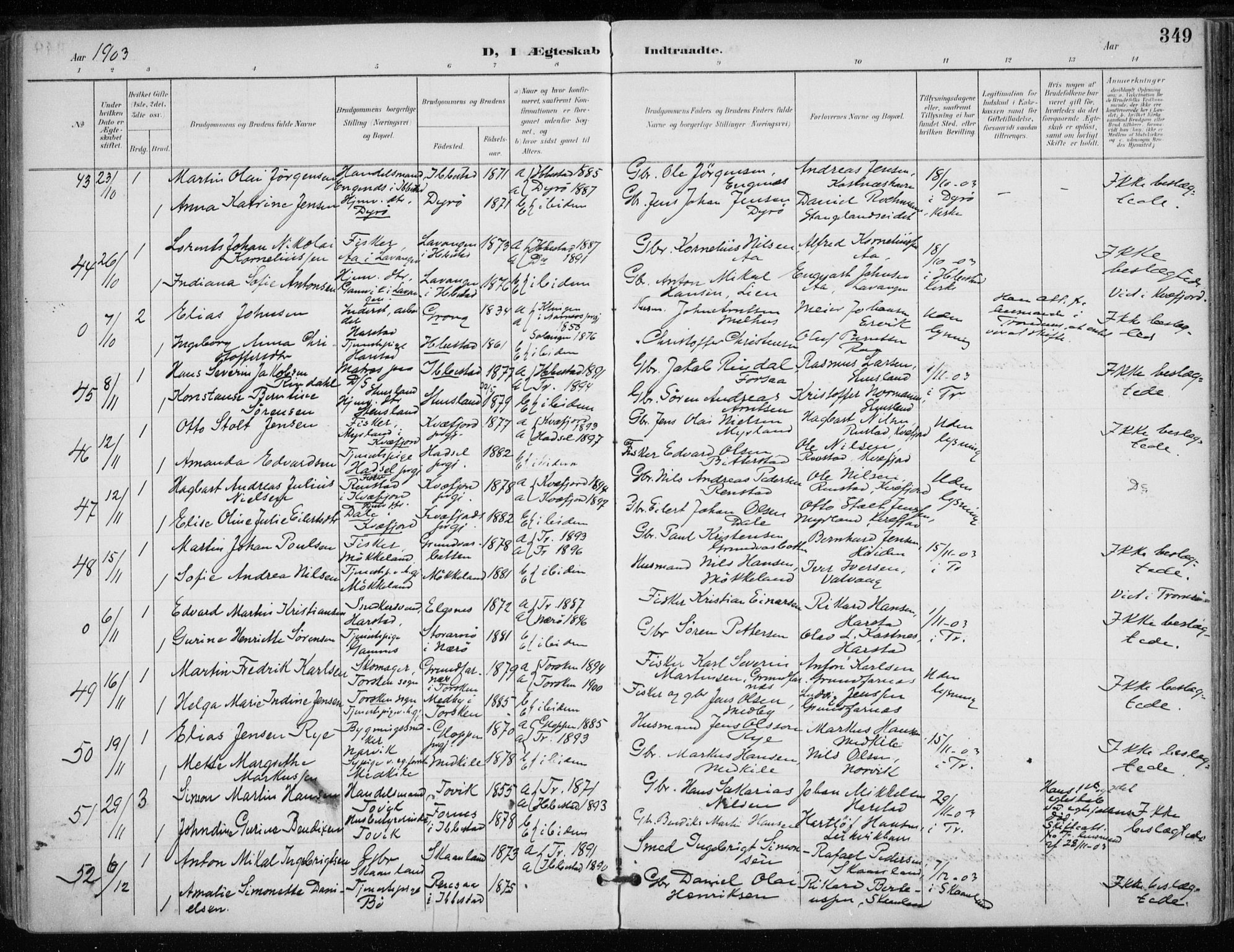 Trondenes sokneprestkontor, SATØ/S-1319/H/Ha/L0017kirke: Parish register (official) no. 17, 1899-1908, p. 349
