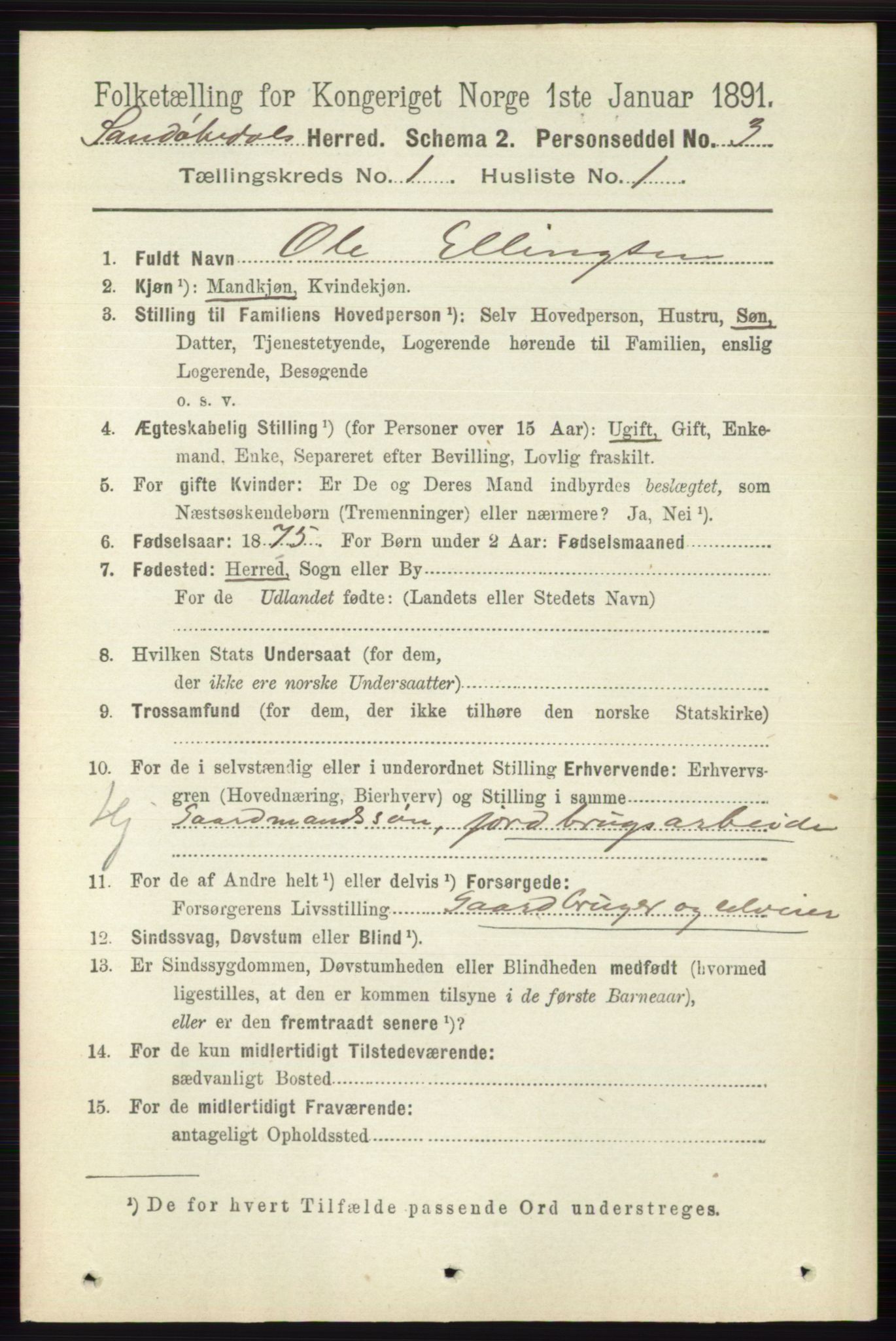 RA, 1891 census for 0816 Sannidal, 1891, p. 76