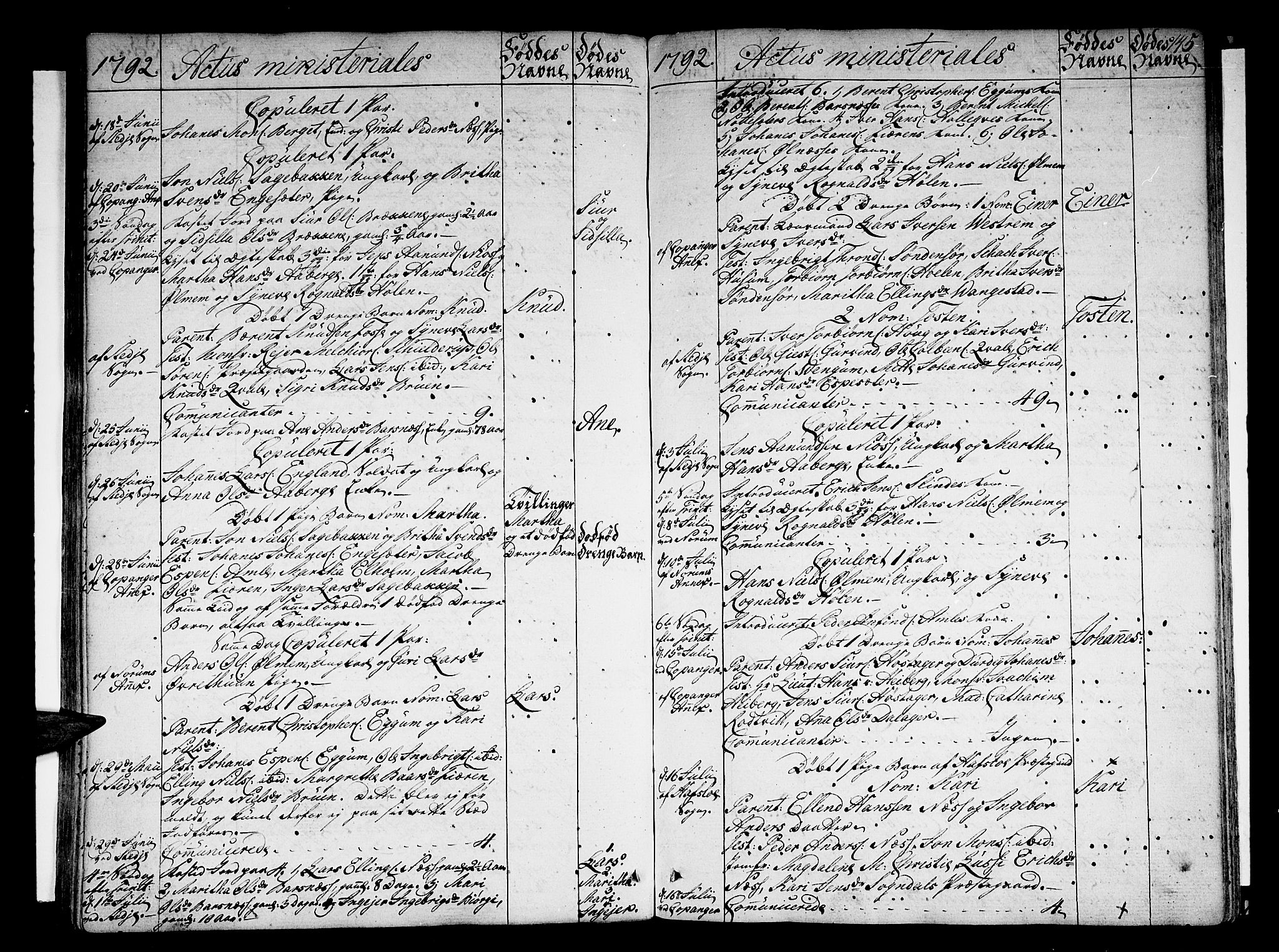 Sogndal sokneprestembete, SAB/A-81301/H/Haa/Haaa/L0007: Parish register (official) no. A 7, 1782-1795, p. 145