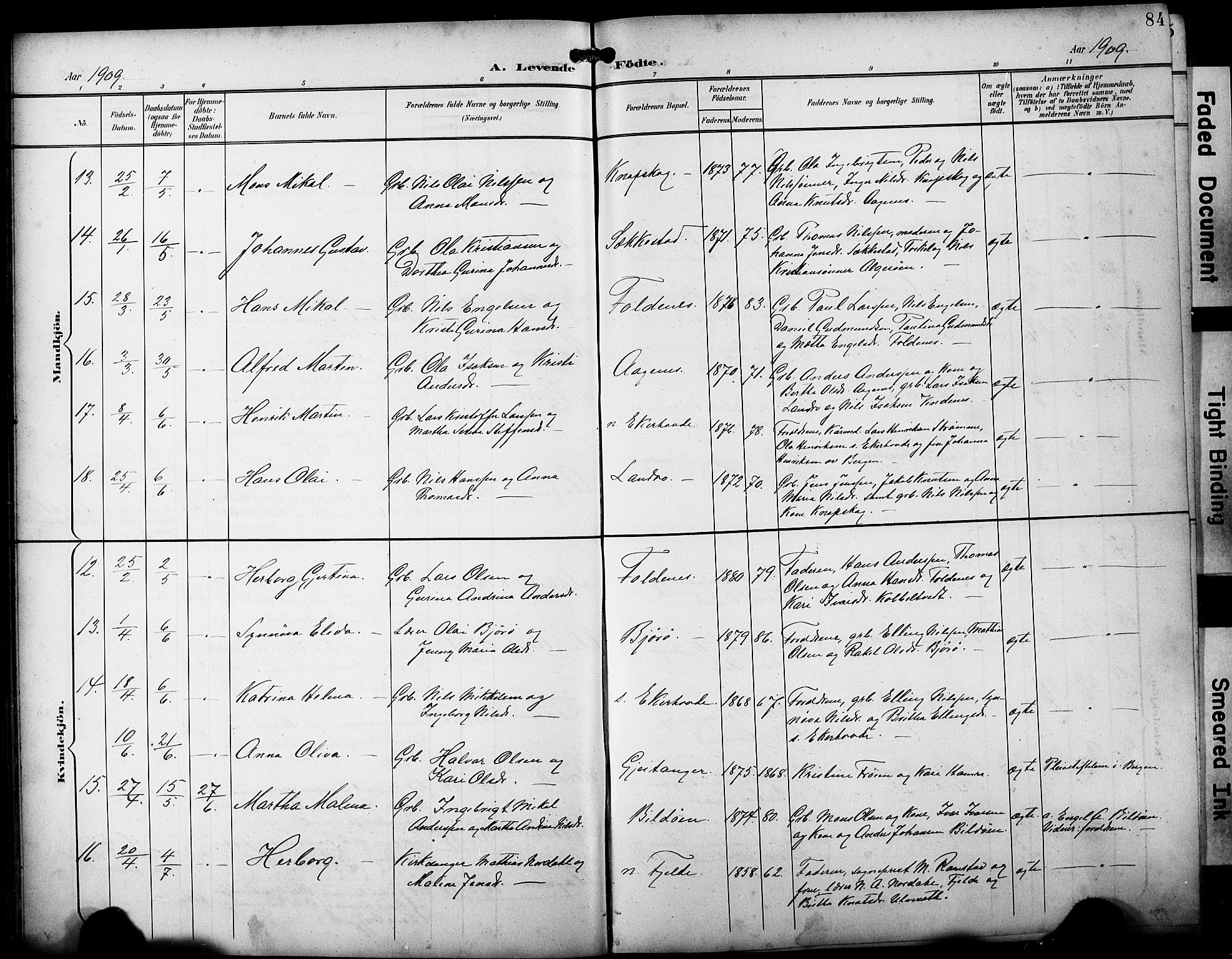 Fjell sokneprestembete, AV/SAB-A-75301/H/Hab: Parish register (copy) no. A 5, 1899-1918, p. 84