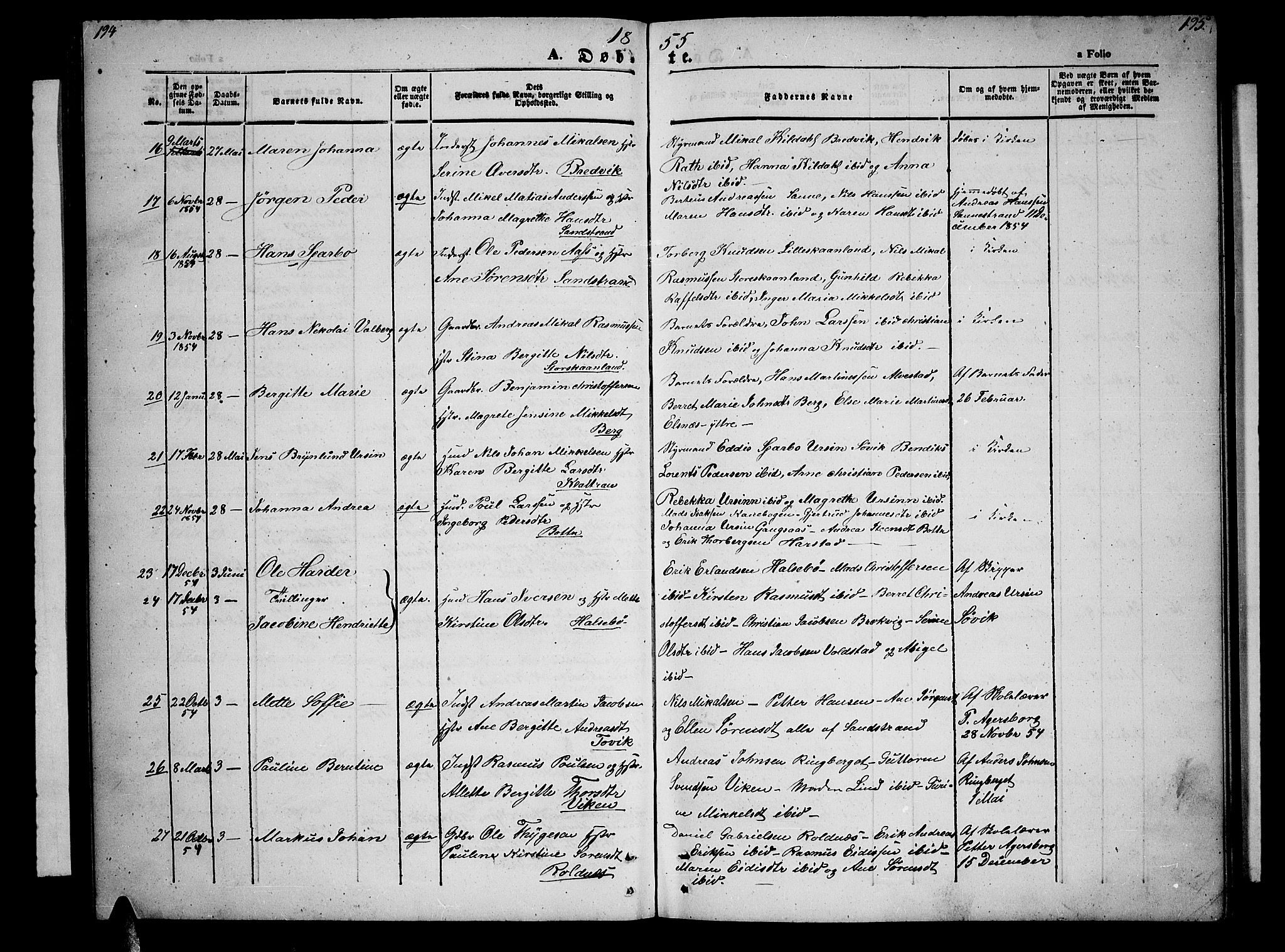 Trondenes sokneprestkontor, AV/SATØ-S-1319/H/Hb/L0006klokker: Parish register (copy) no. 6, 1845-1855, p. 194-195