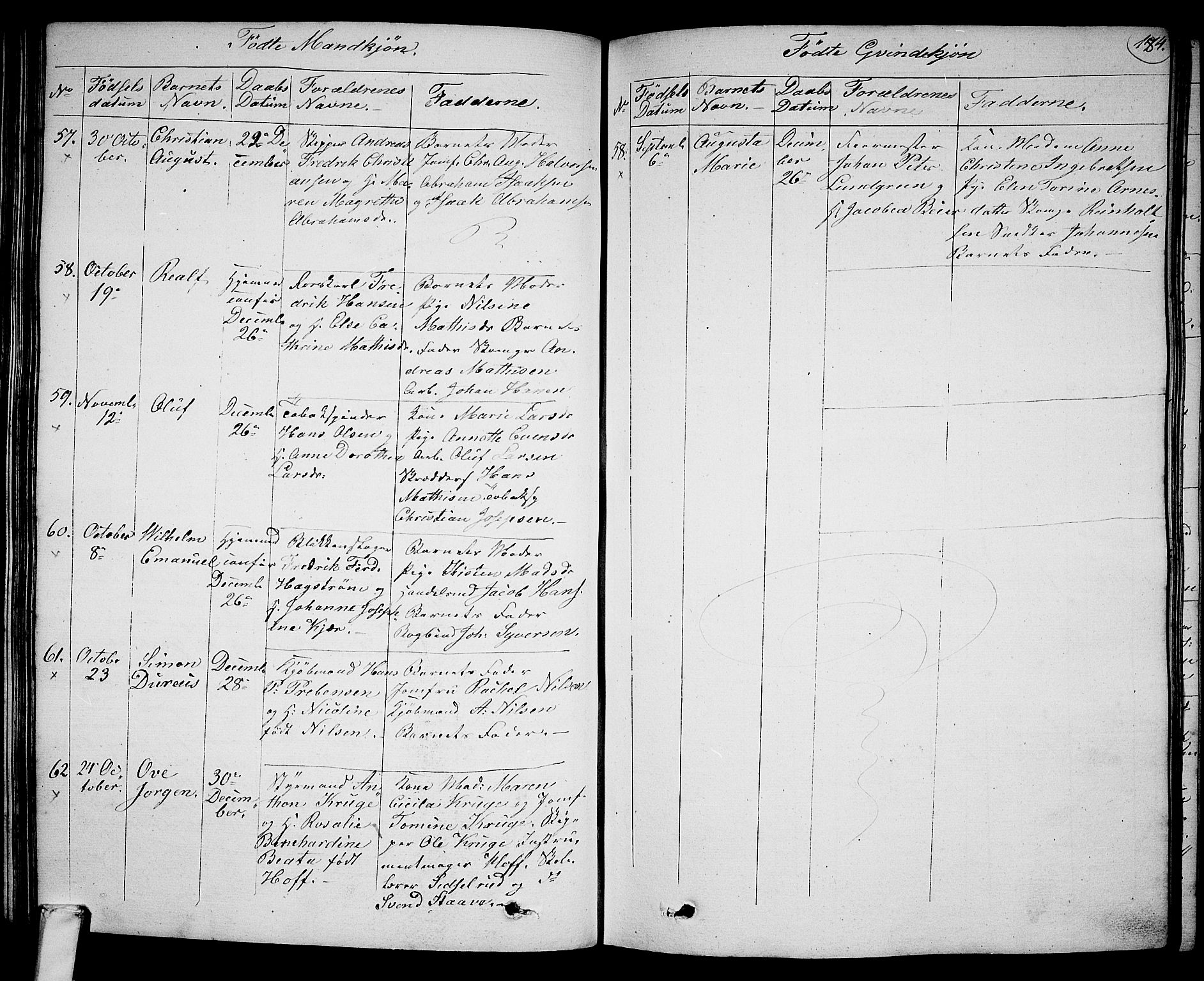 Larvik kirkebøker, AV/SAKO-A-352/G/Ga/L0003a: Parish register (copy) no. I 3A, 1830-1870, p. 184