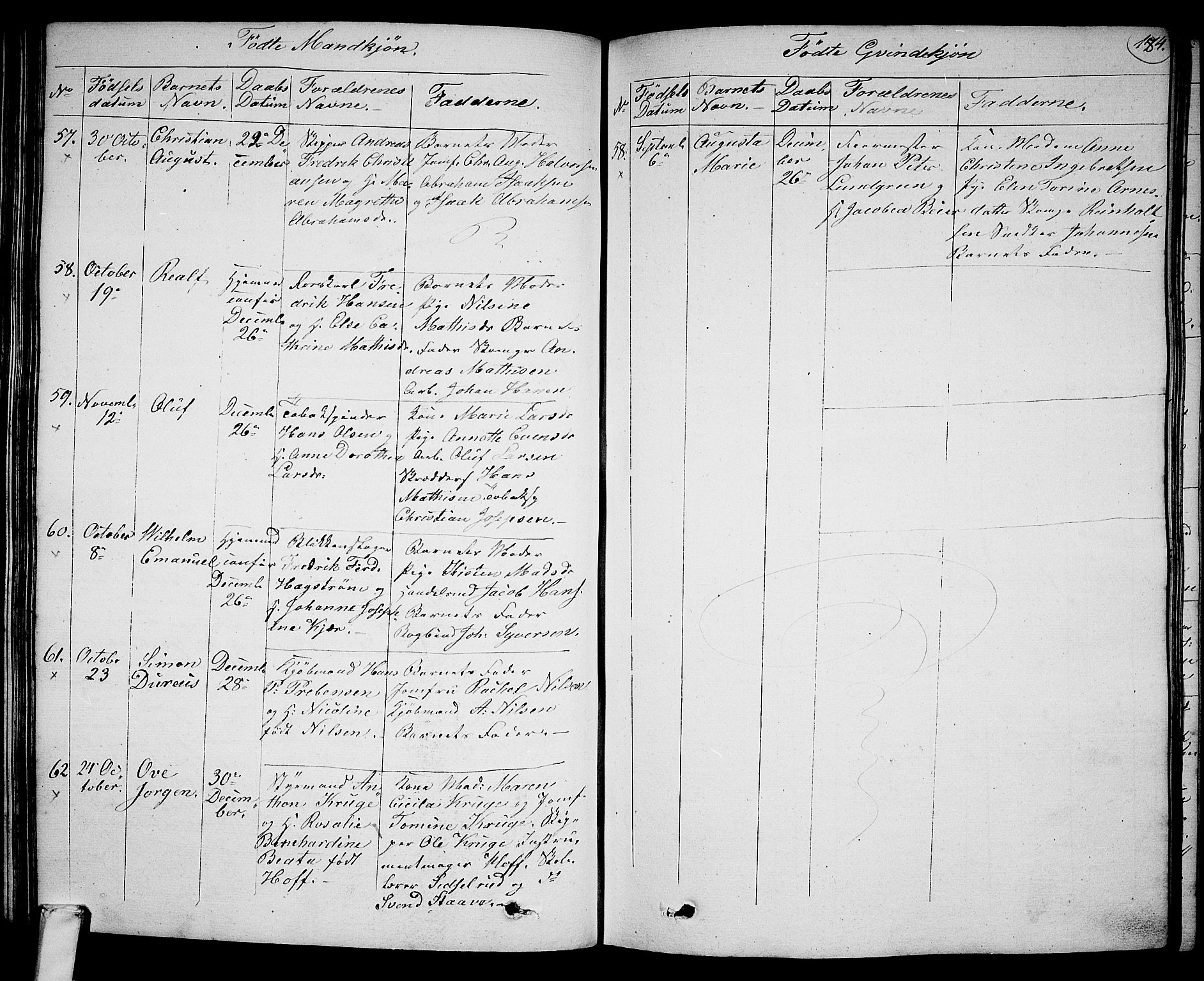 Larvik kirkebøker, SAKO/A-352/G/Ga/L0003a: Parish register (copy) no. I 3A, 1830-1870, p. 184