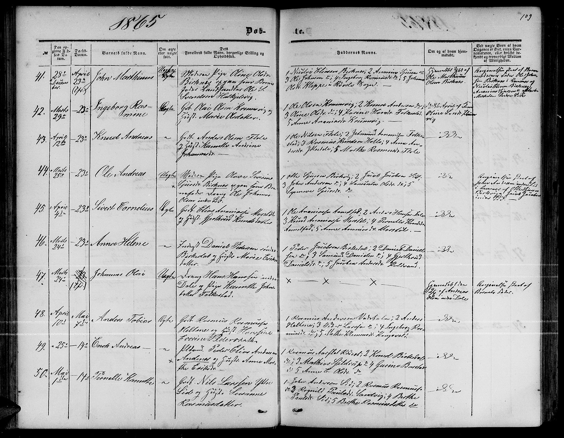 Ministerialprotokoller, klokkerbøker og fødselsregistre - Møre og Romsdal, AV/SAT-A-1454/511/L0157: Parish register (copy) no. 511C03, 1864-1884, p. 109