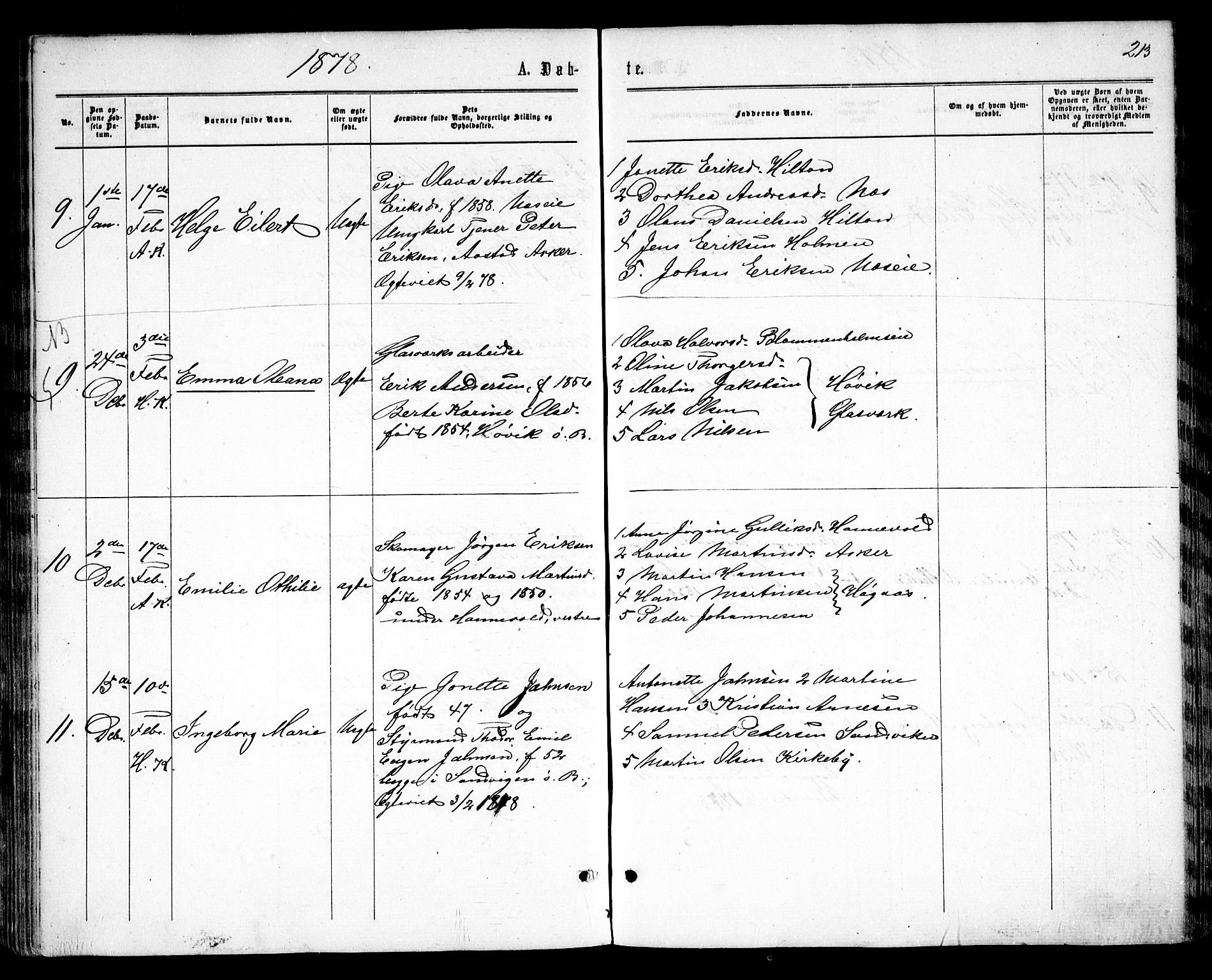 Asker prestekontor Kirkebøker, AV/SAO-A-10256a/F/Fa/L0008: Parish register (official) no. I 8, 1865-1878, p. 213