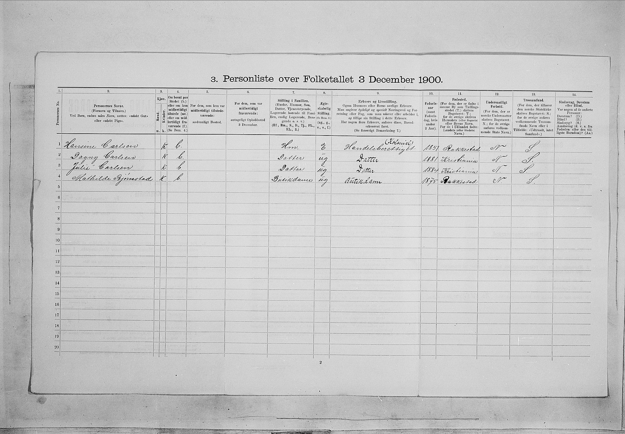 SAO, 1900 census for Kristiania, 1900, p. 45409