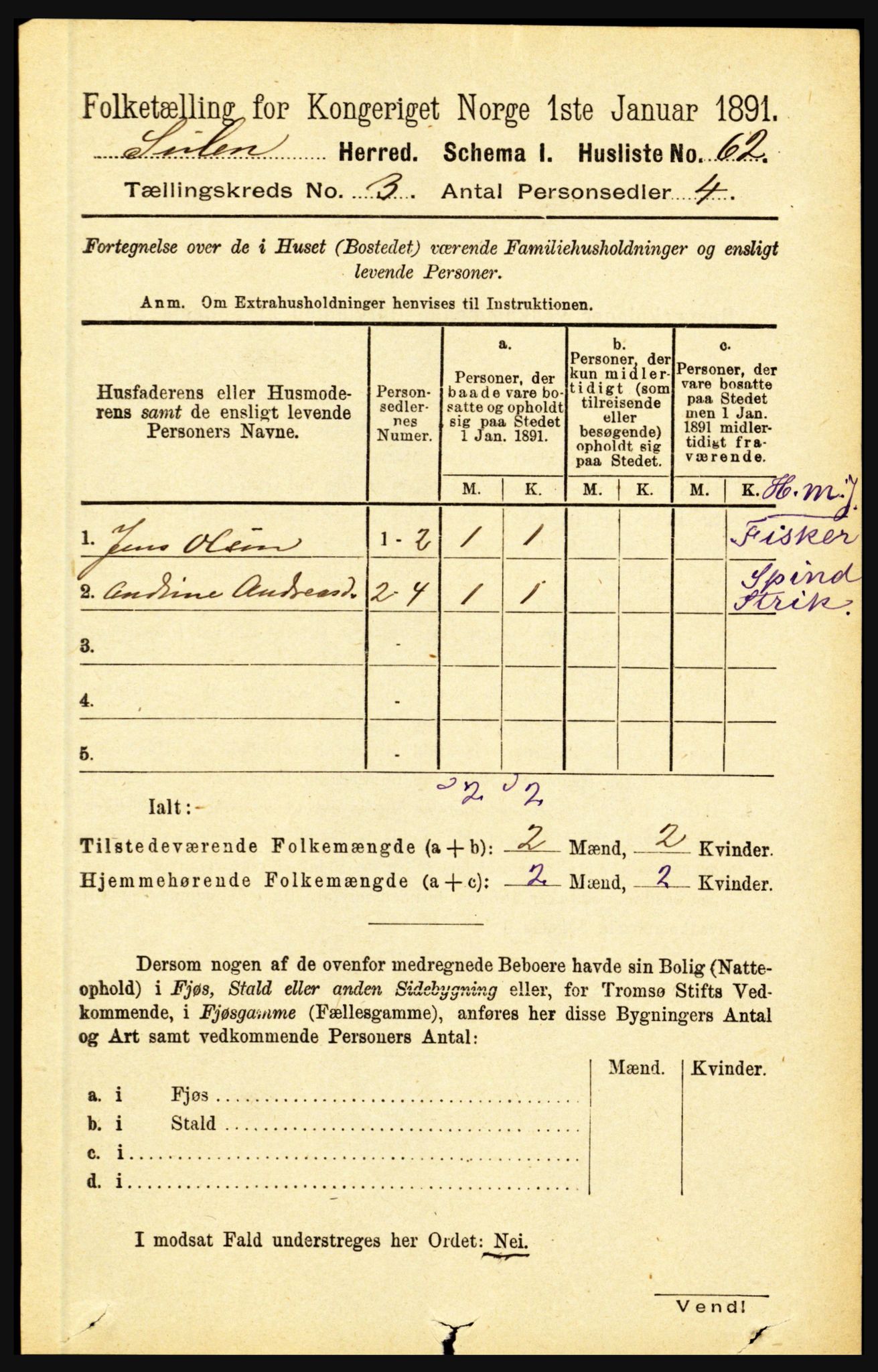 RA, 1891 census for 1412 Solund, 1891, p. 1144