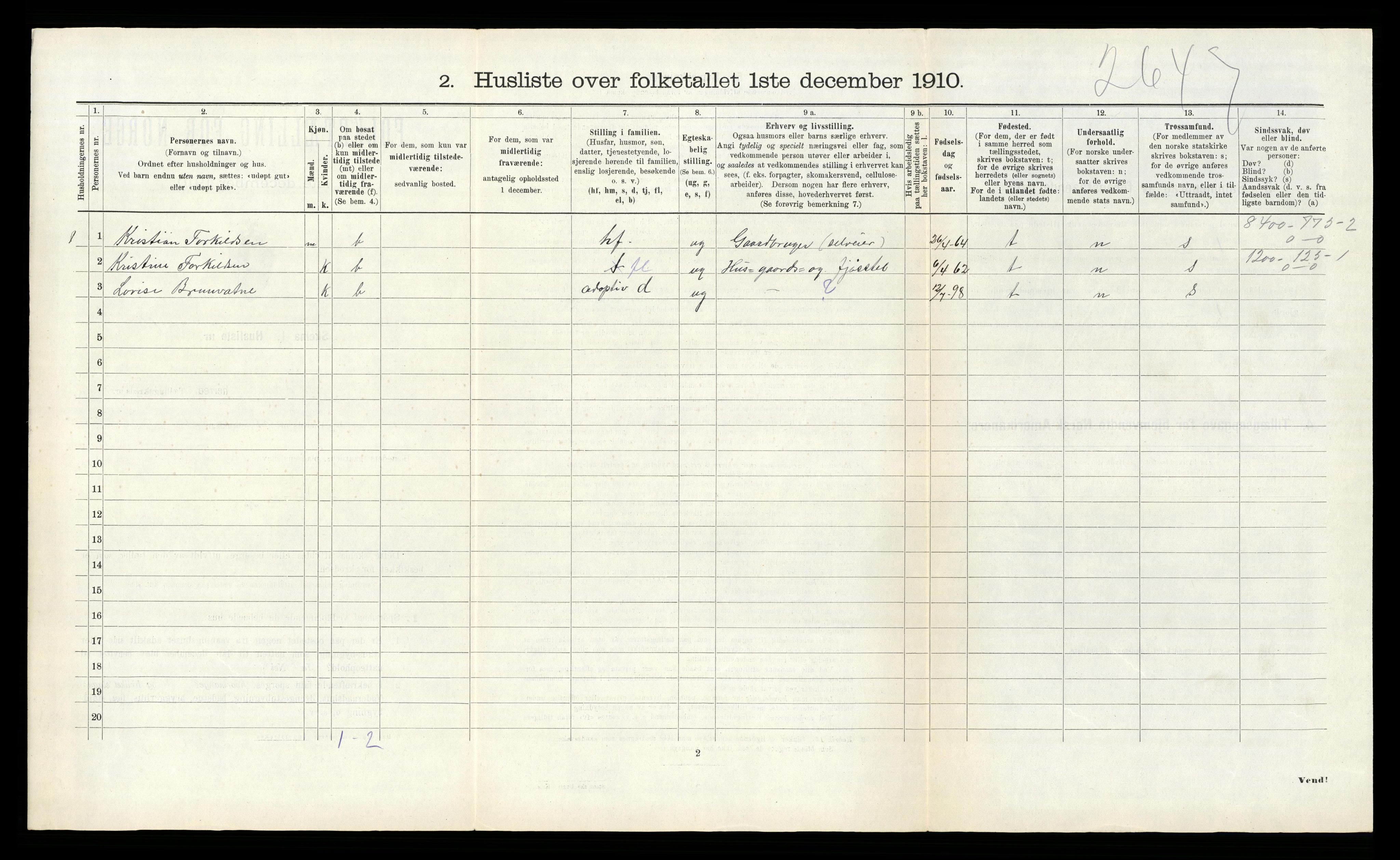 RA, 1910 census for Søgne, 1910, p. 1175