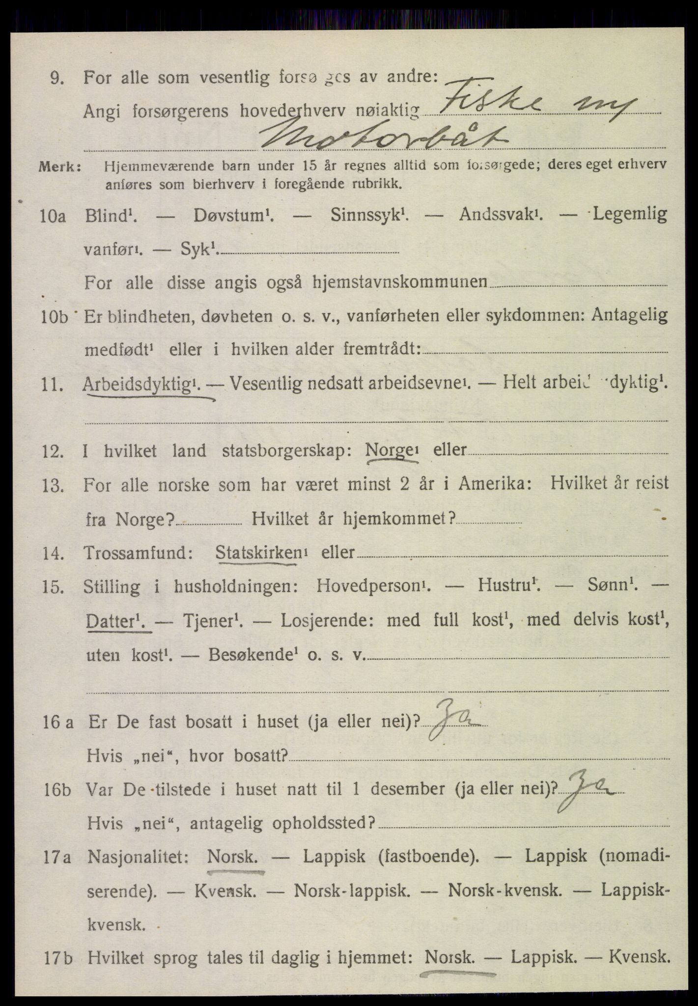 SAT, 1920 census for Nordvik, 1920, p. 1439