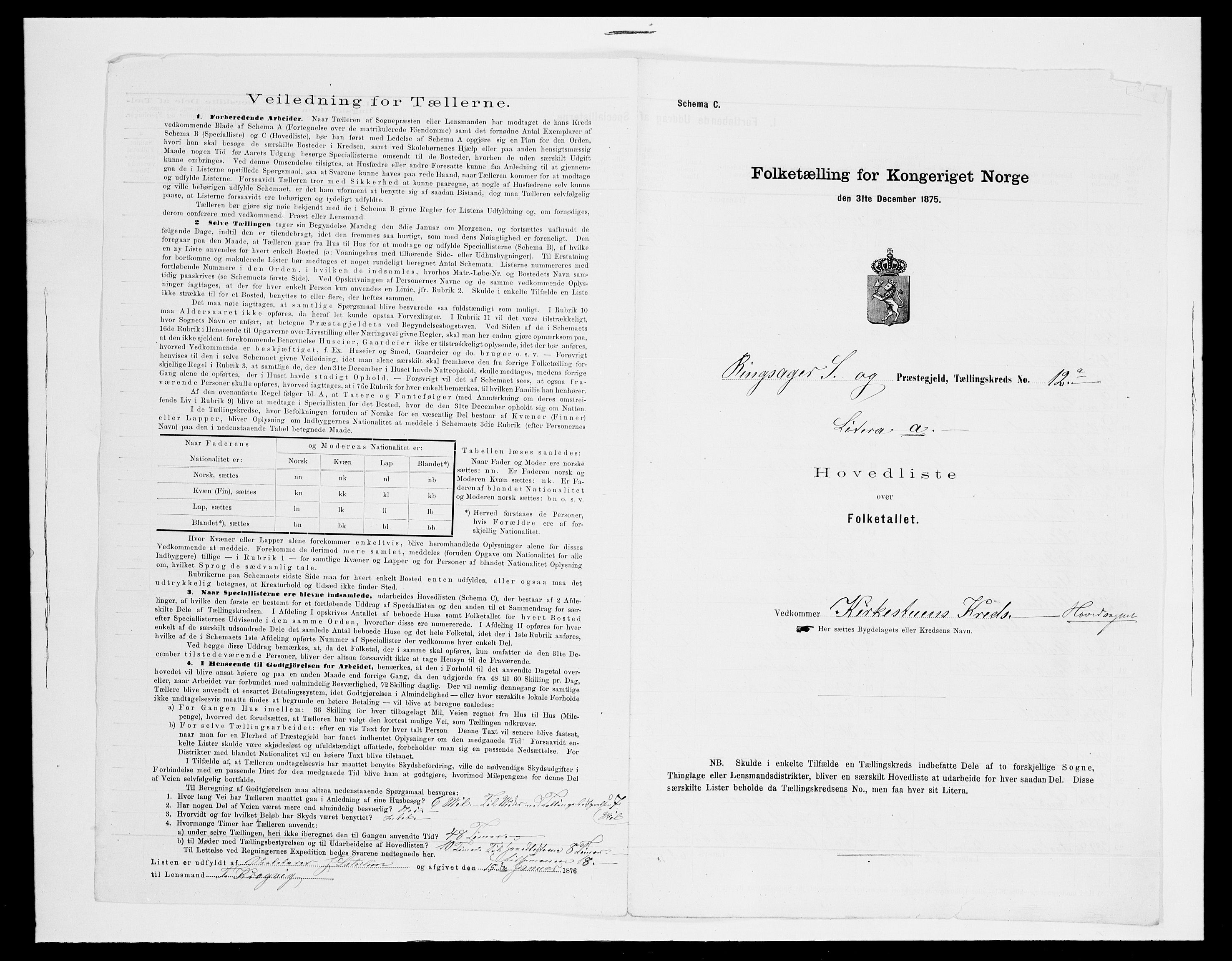 SAH, 1875 census for 0412P Ringsaker, 1875, p. 85