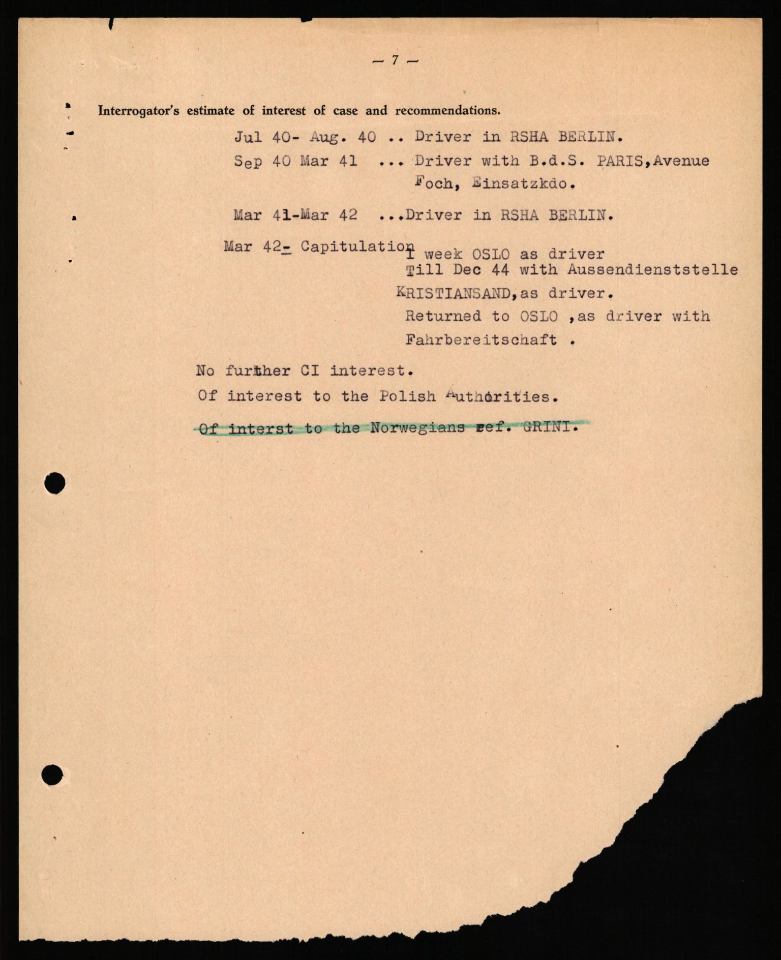 Forsvaret, Forsvarets overkommando II, AV/RA-RAFA-3915/D/Db/L0041: CI Questionaires.  Diverse nasjonaliteter., 1945-1946, p. 62