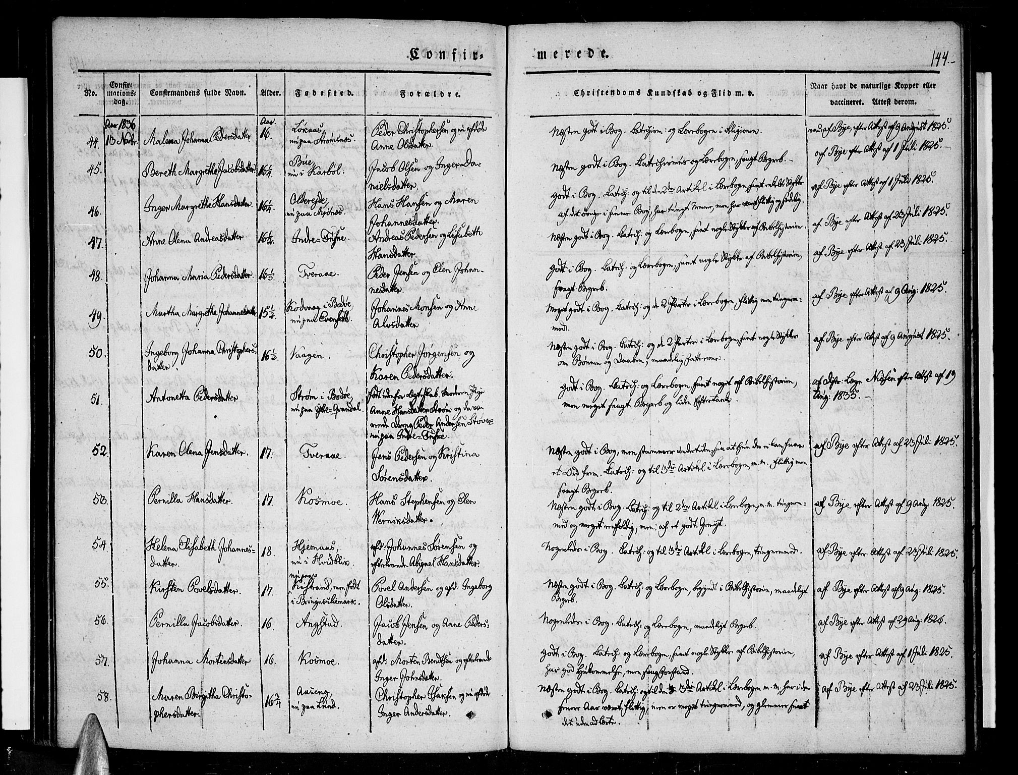 Ministerialprotokoller, klokkerbøker og fødselsregistre - Nordland, AV/SAT-A-1459/852/L0737: Parish register (official) no. 852A07, 1833-1849, p. 144
