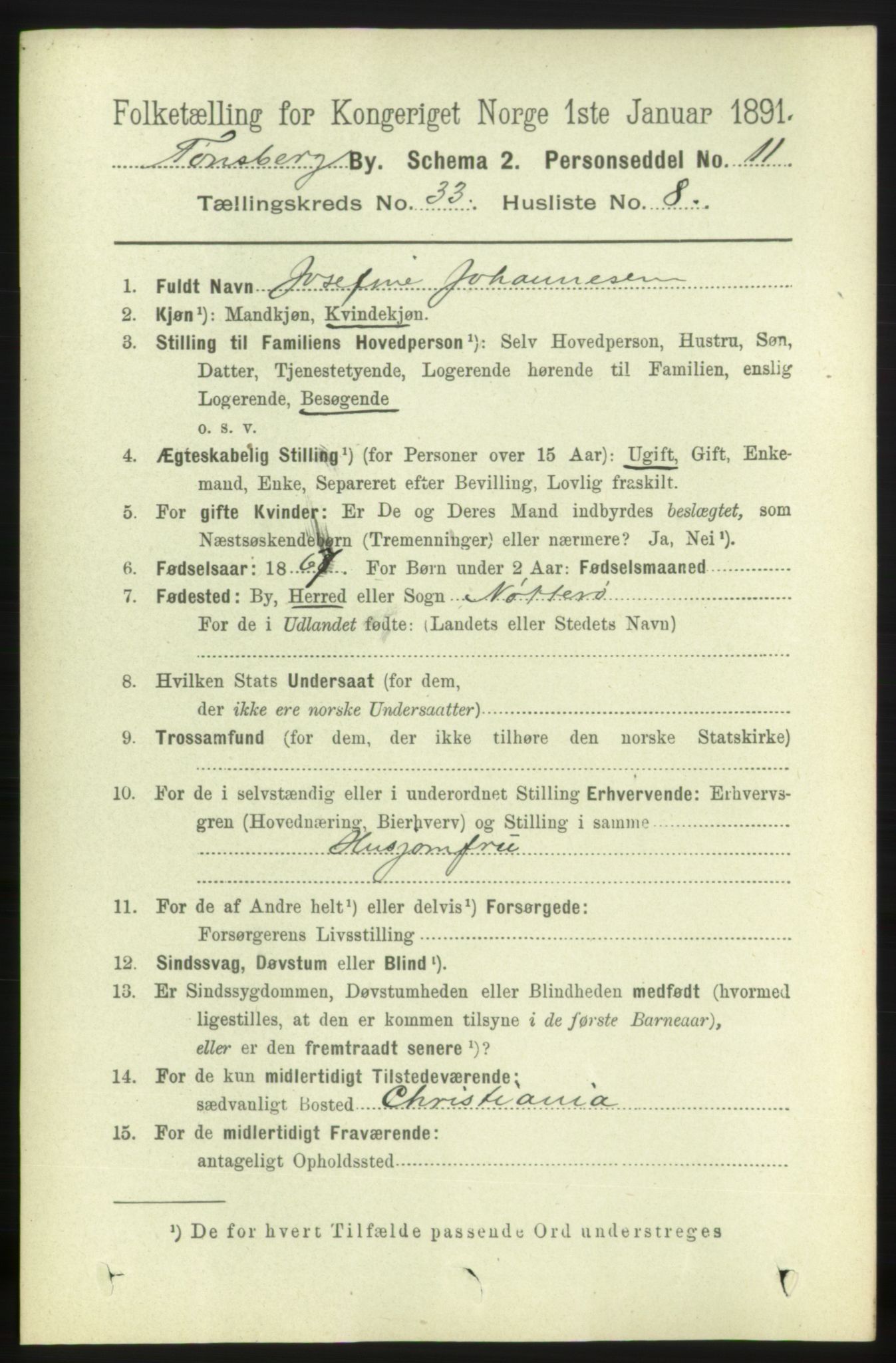 RA, 1891 census for 0705 Tønsberg, 1891, p. 7653