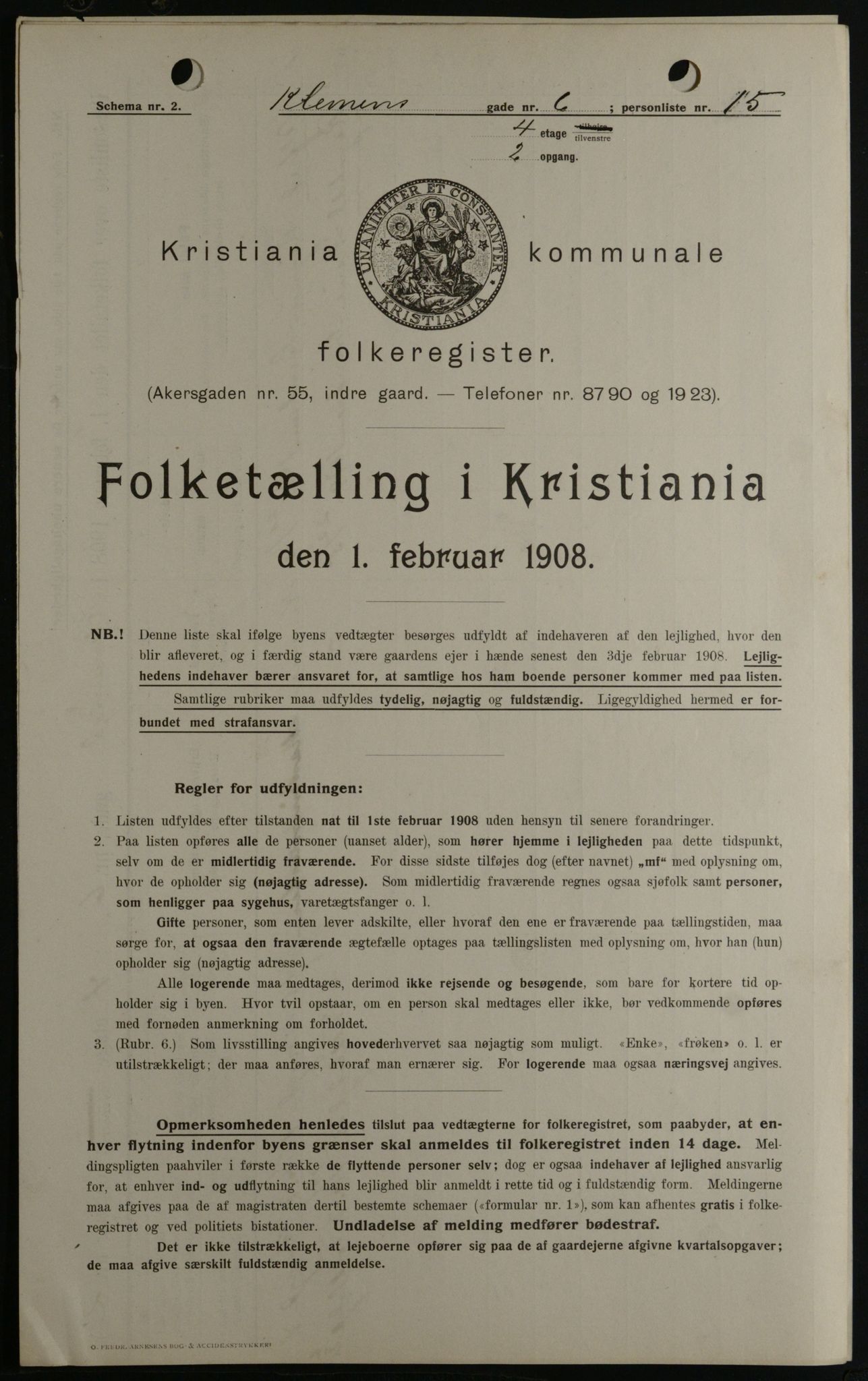 OBA, Municipal Census 1908 for Kristiania, 1908, p. 12075