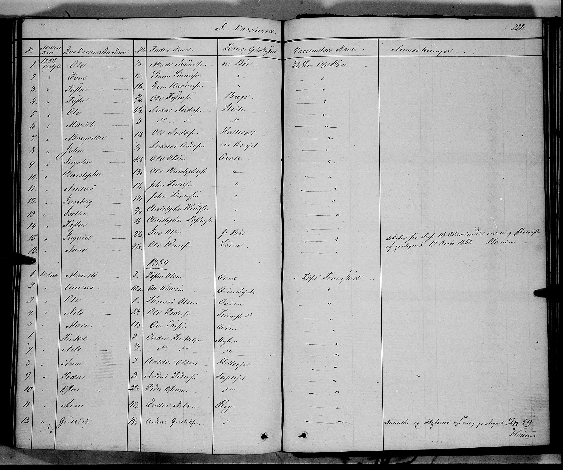Vang prestekontor, Valdres, SAH/PREST-140/H/Ha/L0006: Parish register (official) no. 6, 1846-1864, p. 228