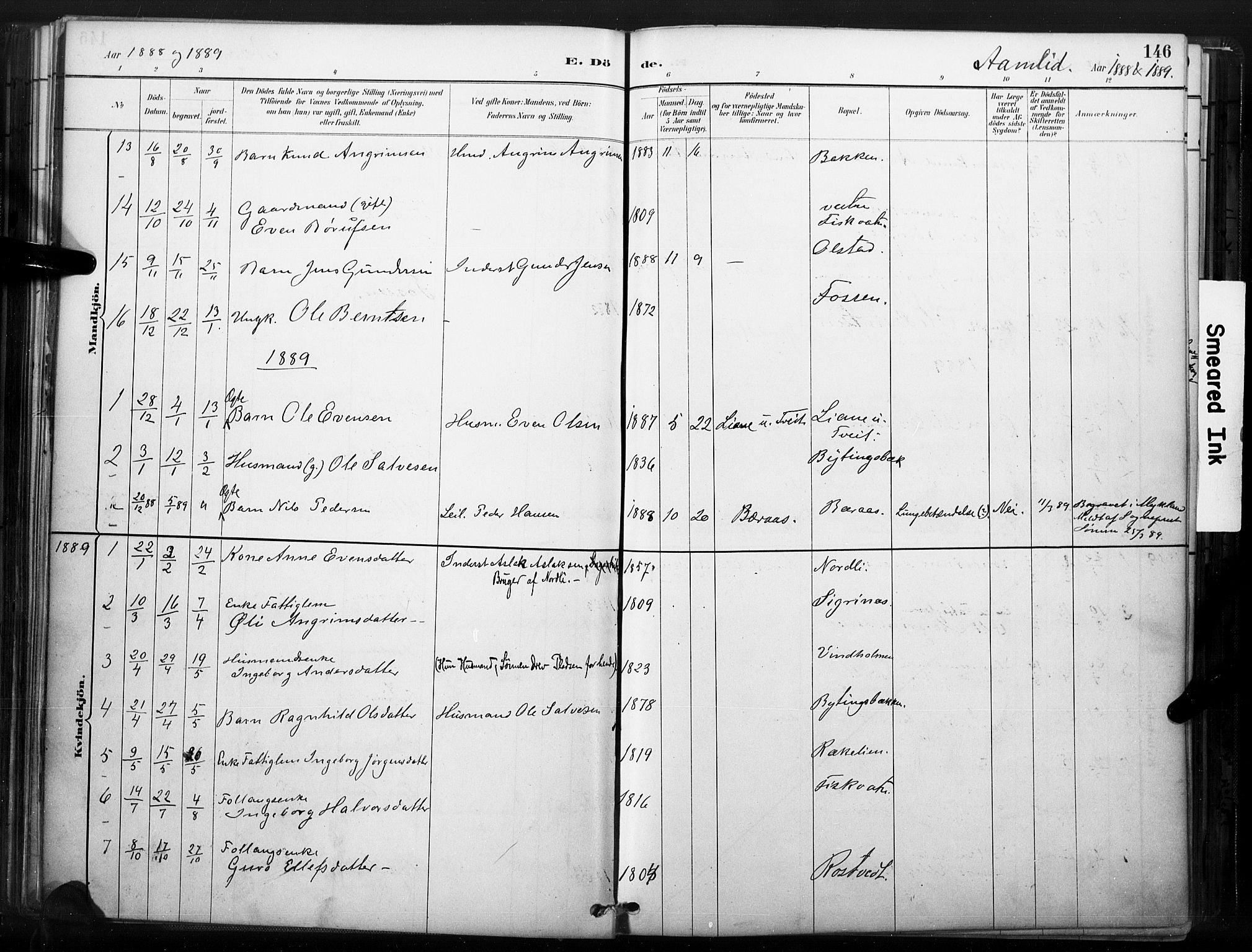Åmli sokneprestkontor, SAK/1111-0050/F/Fa/Fac/L0010: Parish register (official) no. A 10 /1, 1885-1899, p. 146