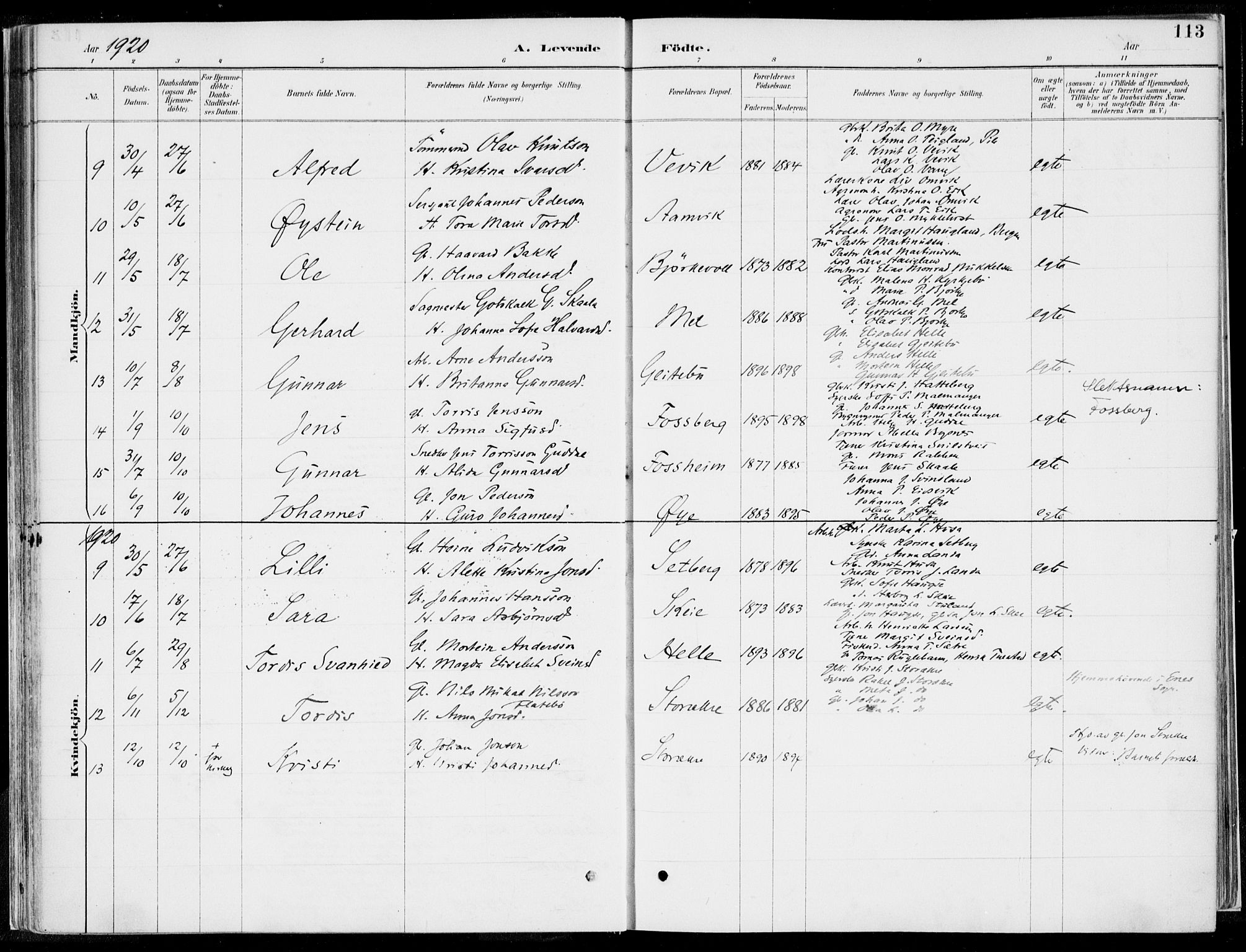 Kvinnherad sokneprestembete, SAB/A-76401/H/Haa: Parish register (official) no. B  1, 1887-1921, p. 113