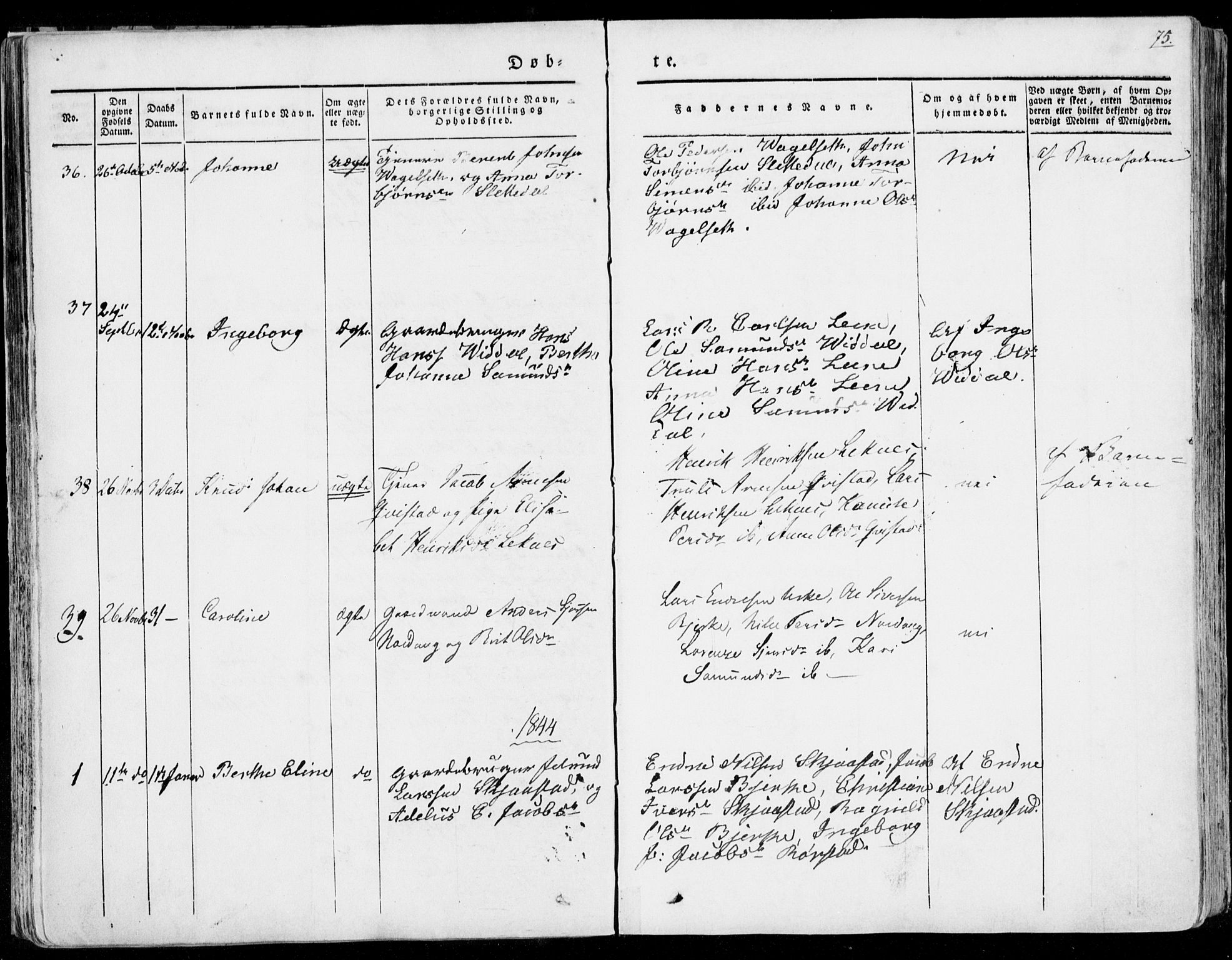 Ministerialprotokoller, klokkerbøker og fødselsregistre - Møre og Romsdal, SAT/A-1454/515/L0208: Parish register (official) no. 515A04, 1830-1846, p. 75