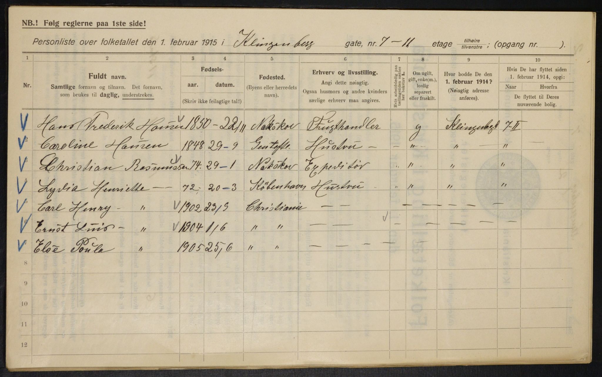 OBA, Municipal Census 1915 for Kristiania, 1915, p. 51394