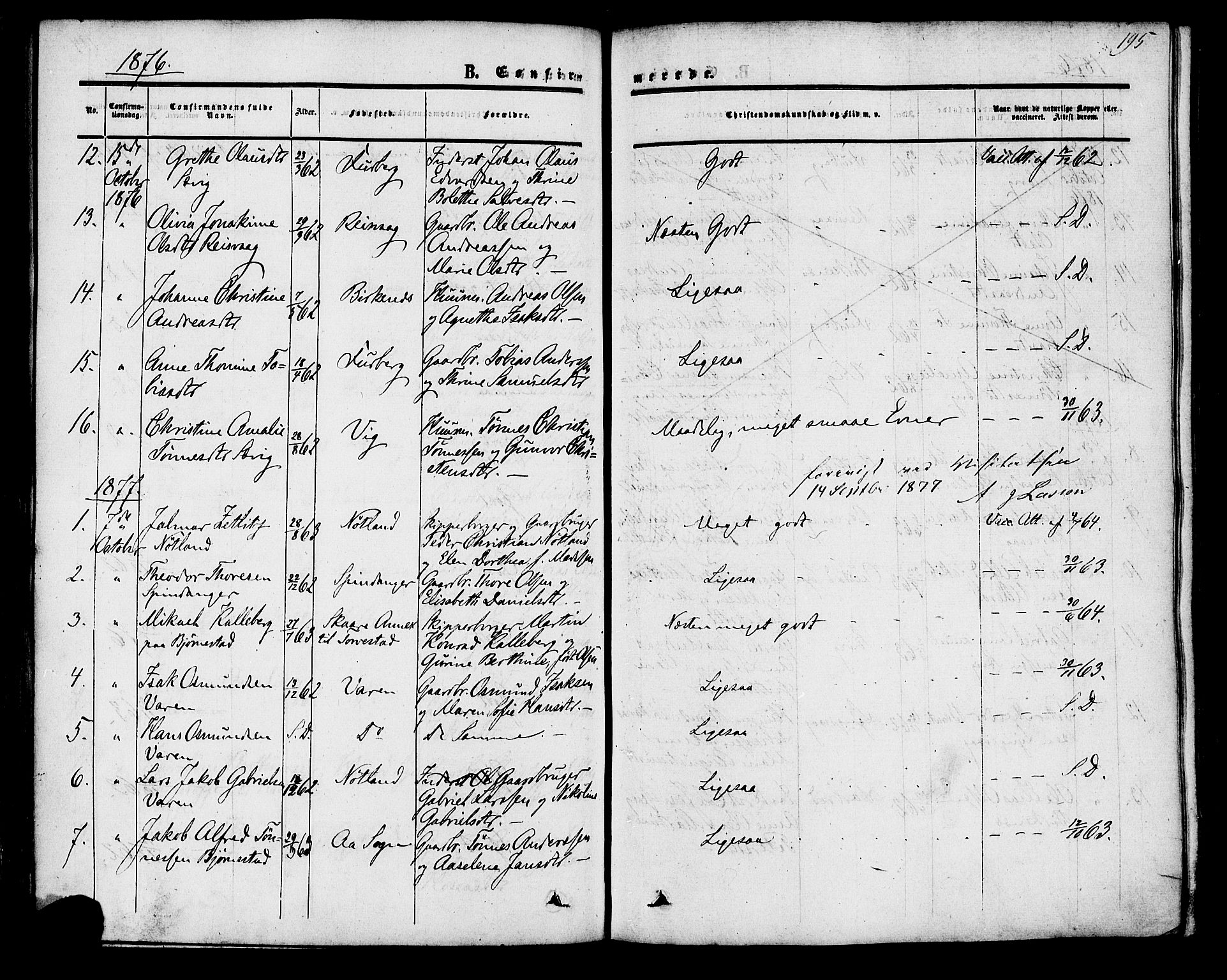 Herad sokneprestkontor, SAK/1111-0018/F/Fa/Fab/L0004: Parish register (official) no. A 4, 1853-1885, p. 195