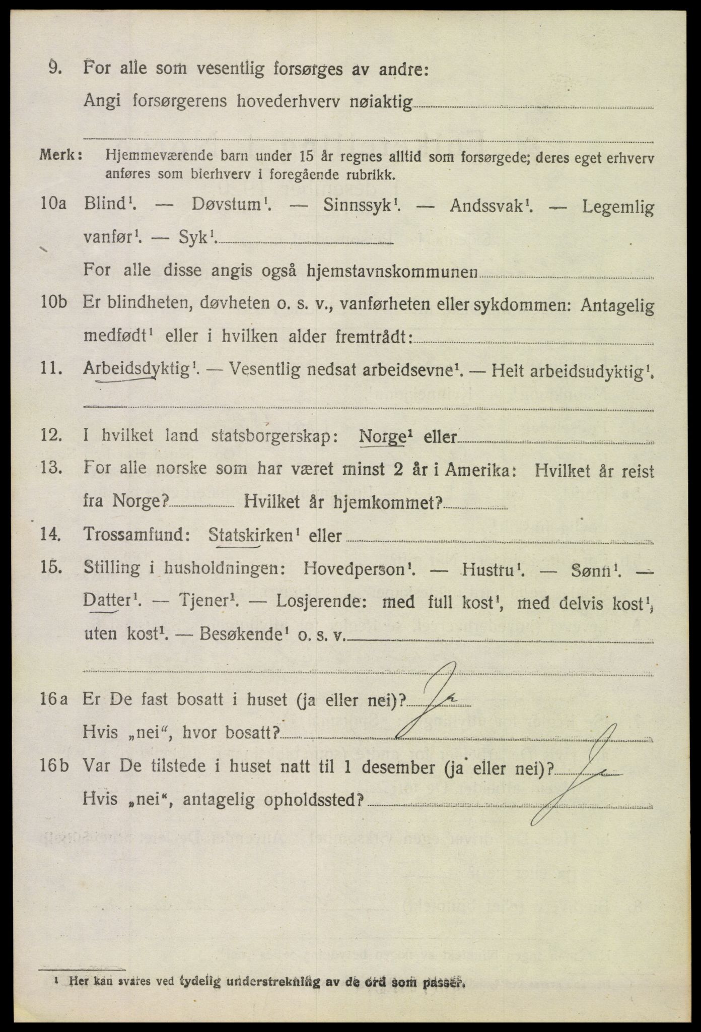 SAH, 1920 census for Vestre Slidre, 1920, p. 4039