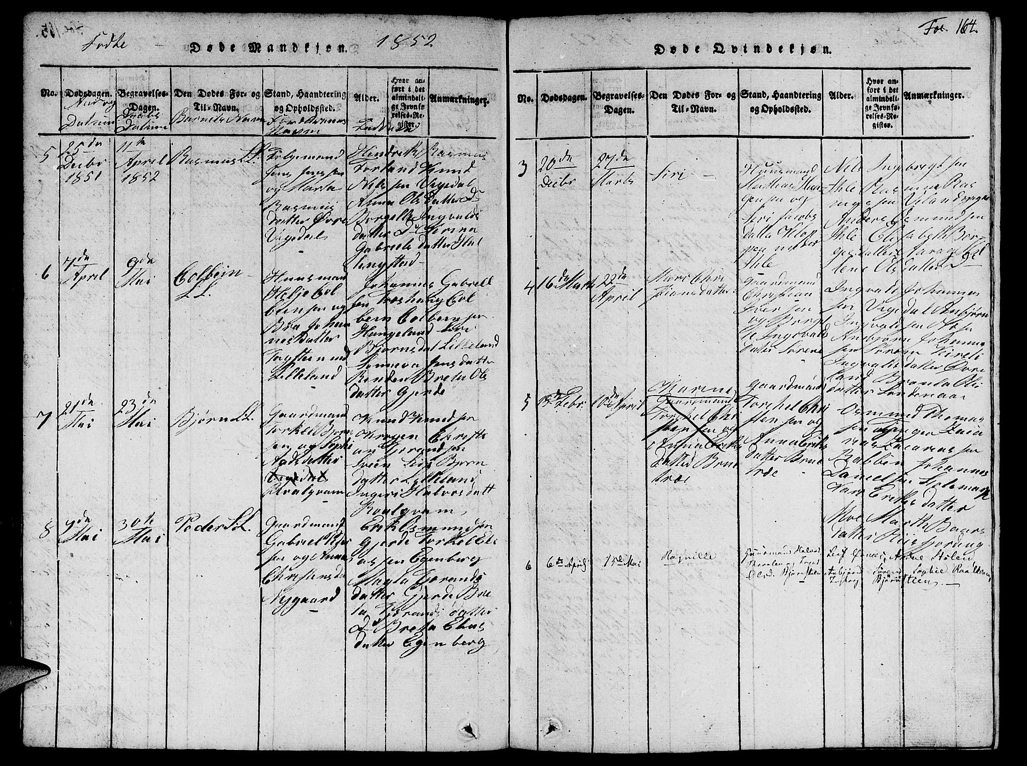 Vikedal sokneprestkontor, AV/SAST-A-101840/01/V: Parish register (copy) no. B 1, 1816-1853, p. 164