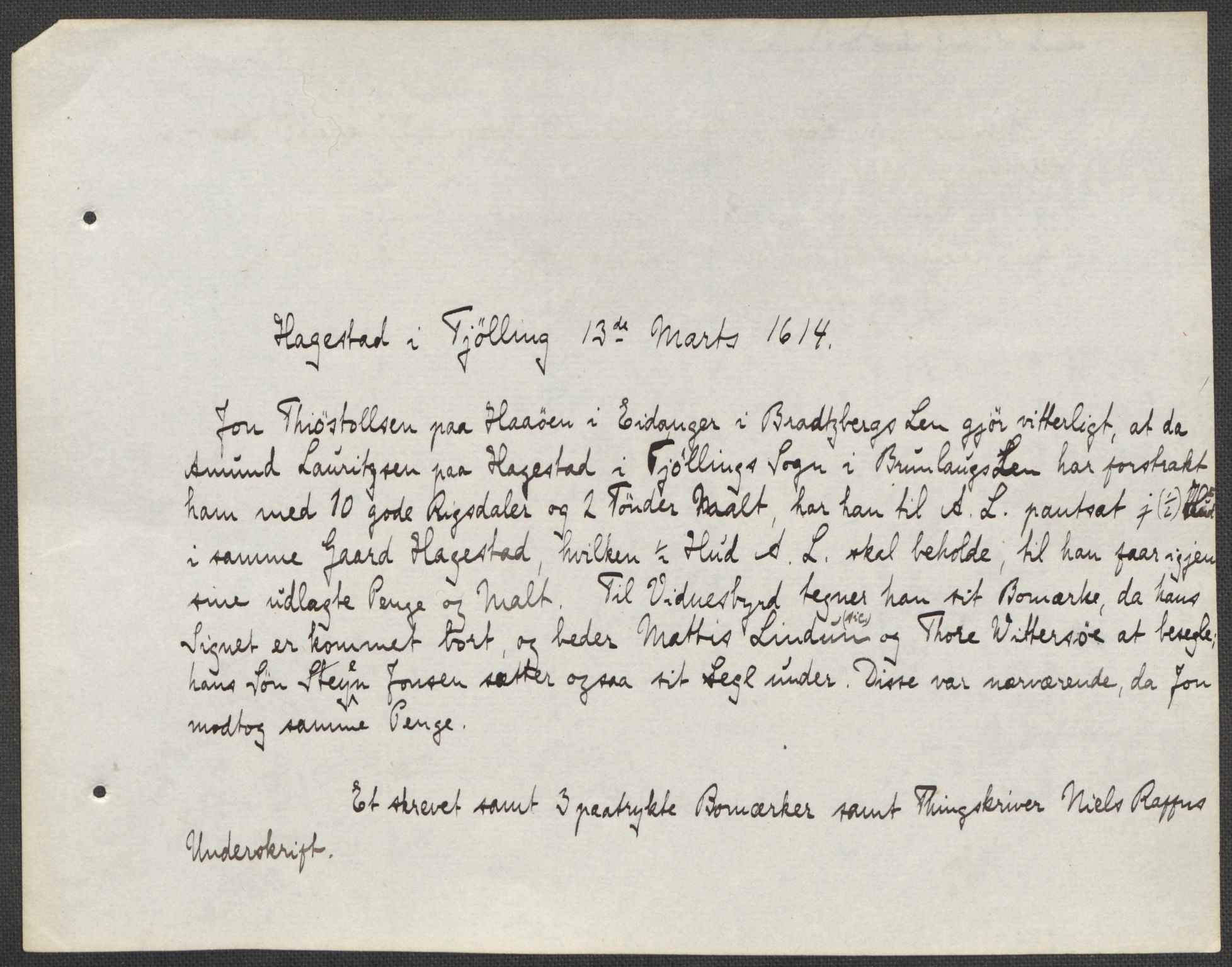 Riksarkivets diplomsamling, AV/RA-EA-5965/F15/L0025: Prestearkiv - Vestfold, 1572-1782, p. 19