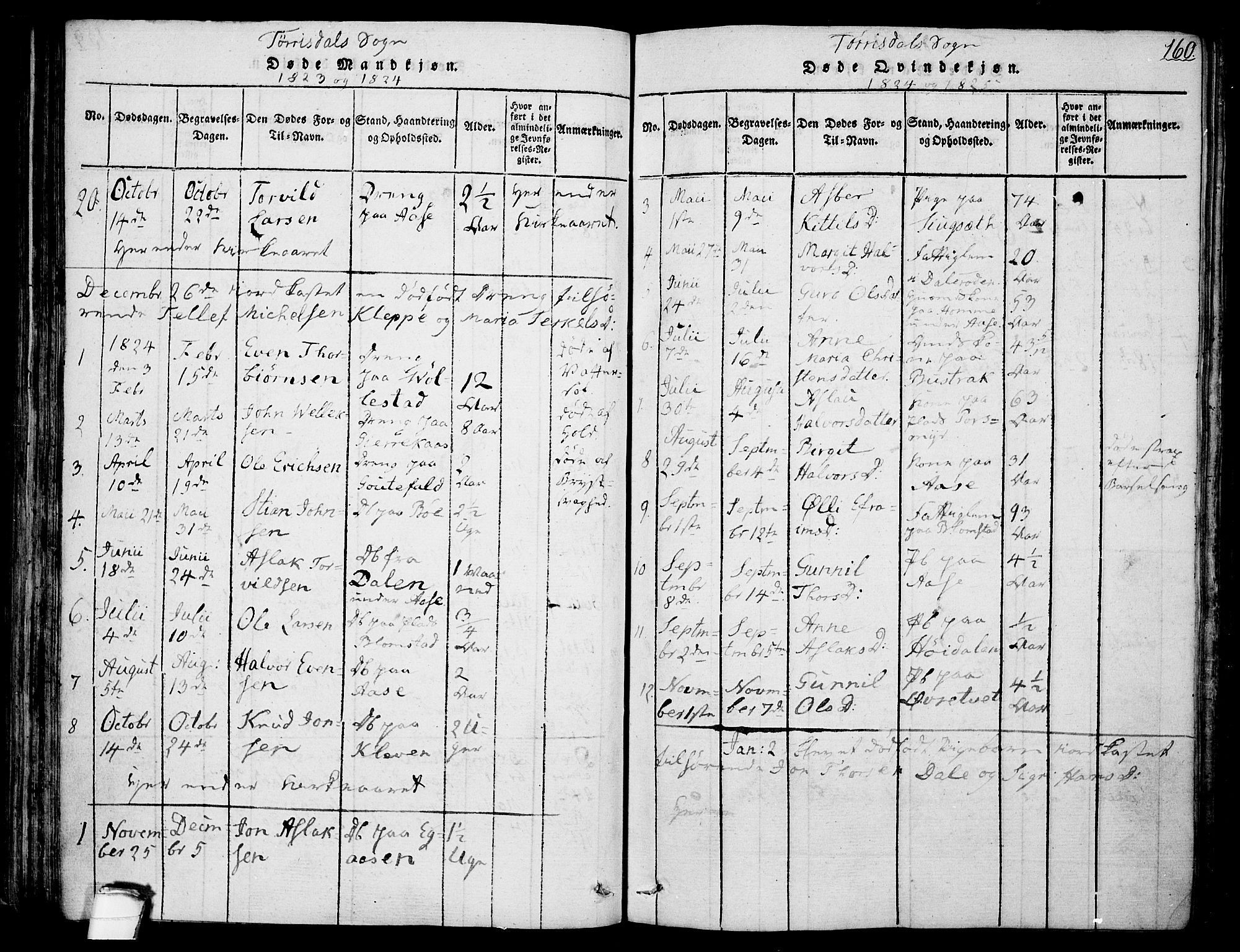 Drangedal kirkebøker, SAKO/A-258/F/Fa/L0005: Parish register (official) no. 5 /2, 1814-1831, p. 160