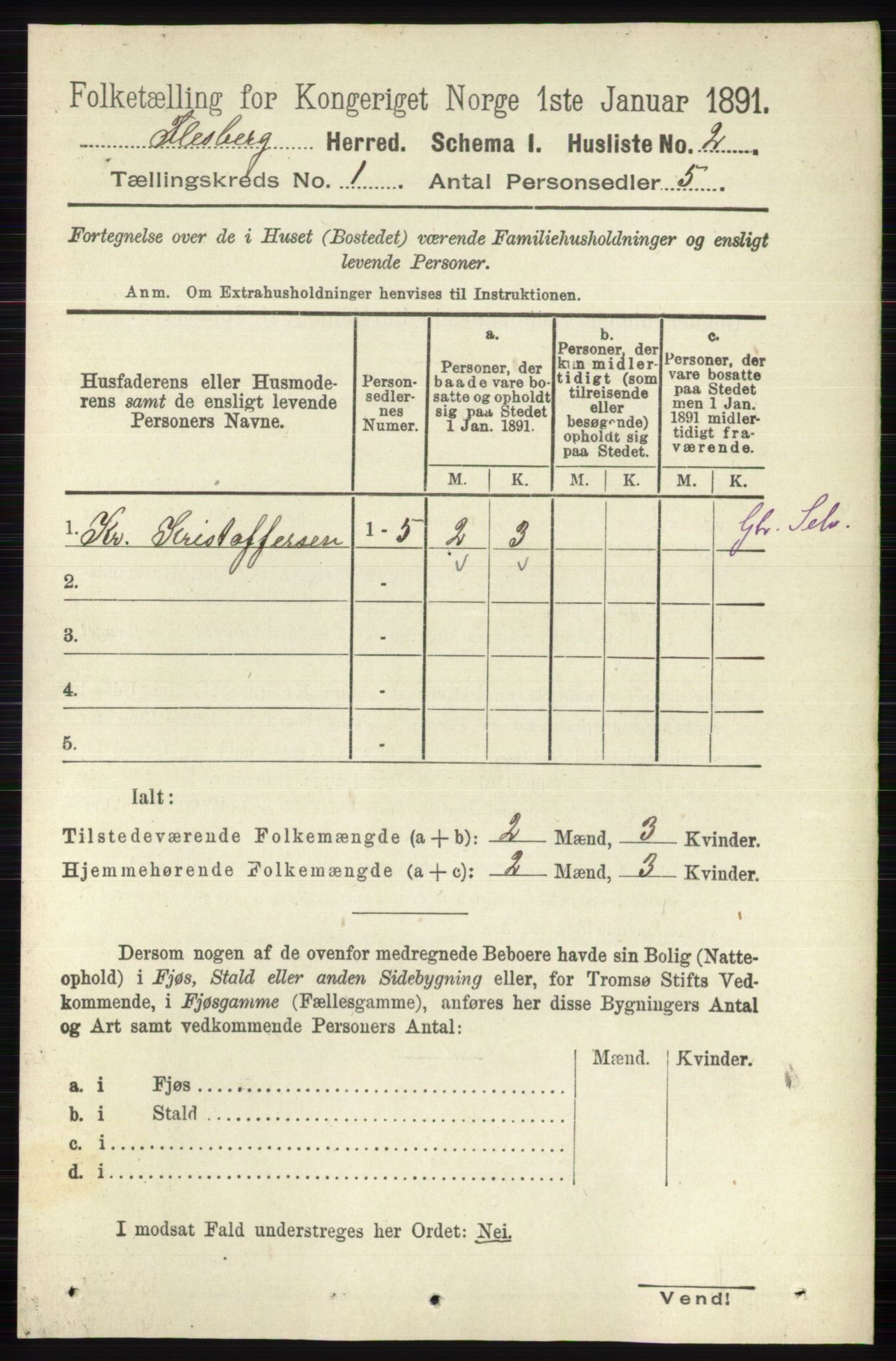 RA, 1891 census for 0631 Flesberg, 1891, p. 45