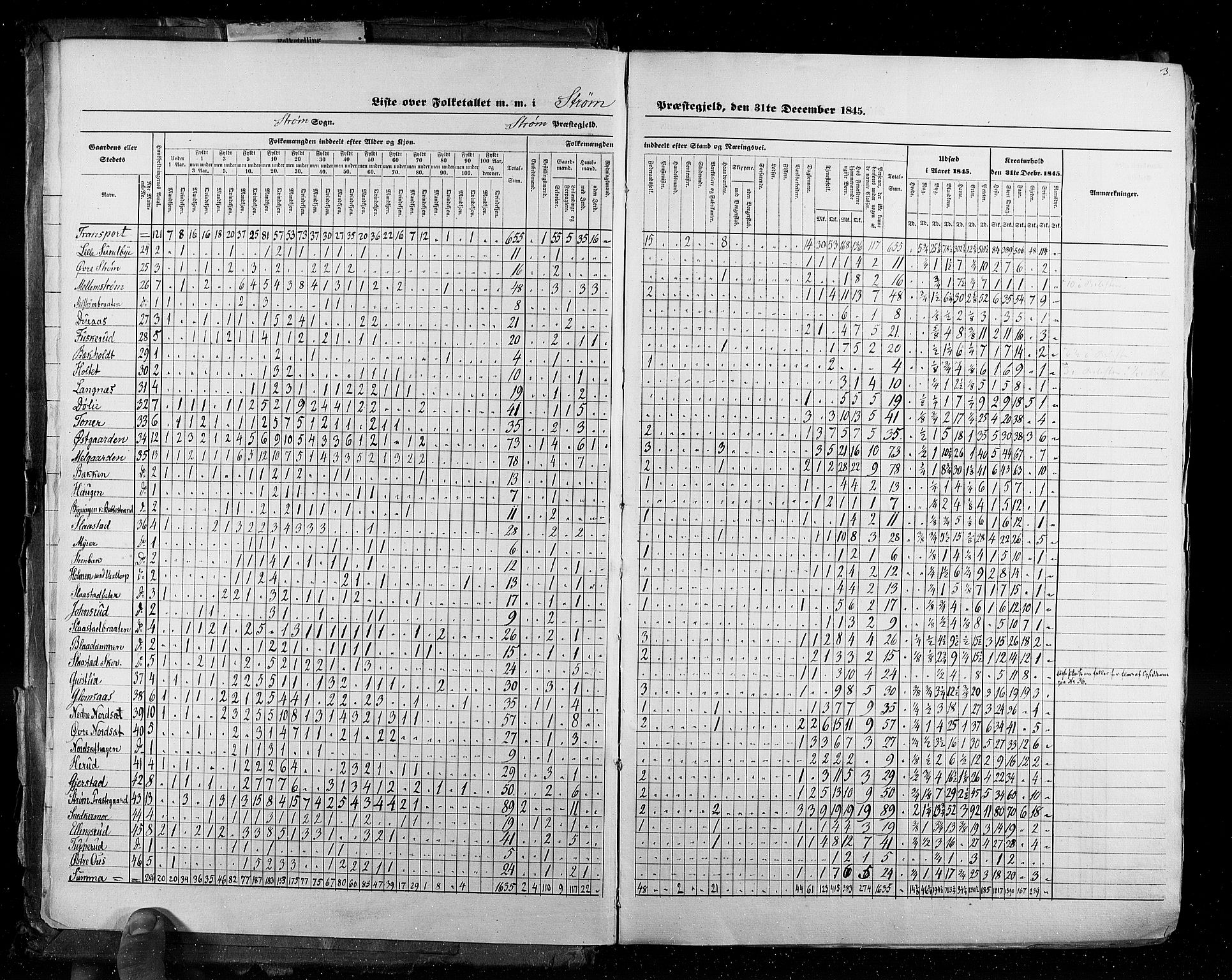 RA, Census 1845, vol. 3: Hedemarken amt og Kristians amt, 1845, p. 3