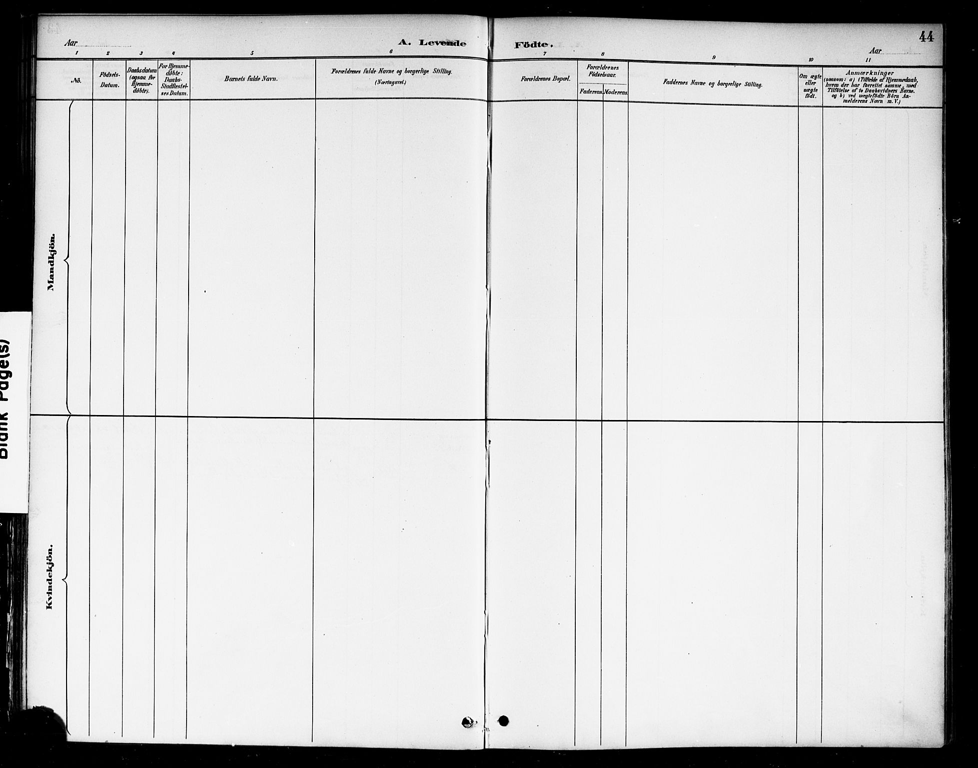 Berg prestekontor Kirkebøker, SAO/A-10902/F/Fa/L0007: Parish register (official) no. I 7, 1888-1902, p. 44