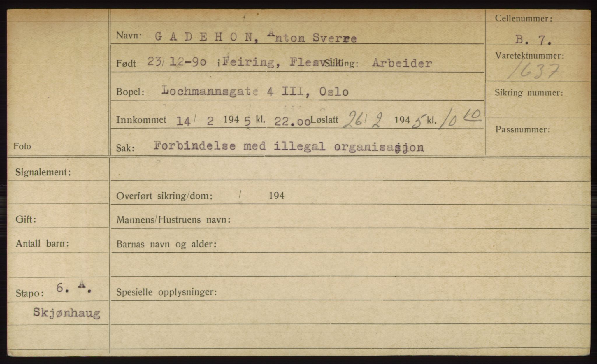 Statspolitiet - Hovedkontoret / Osloavdelingen, AV/RA-S-1329/C/Ck/Cke/L0003: Fangeregister; etternavn G - K, 1941-1945, p. 2