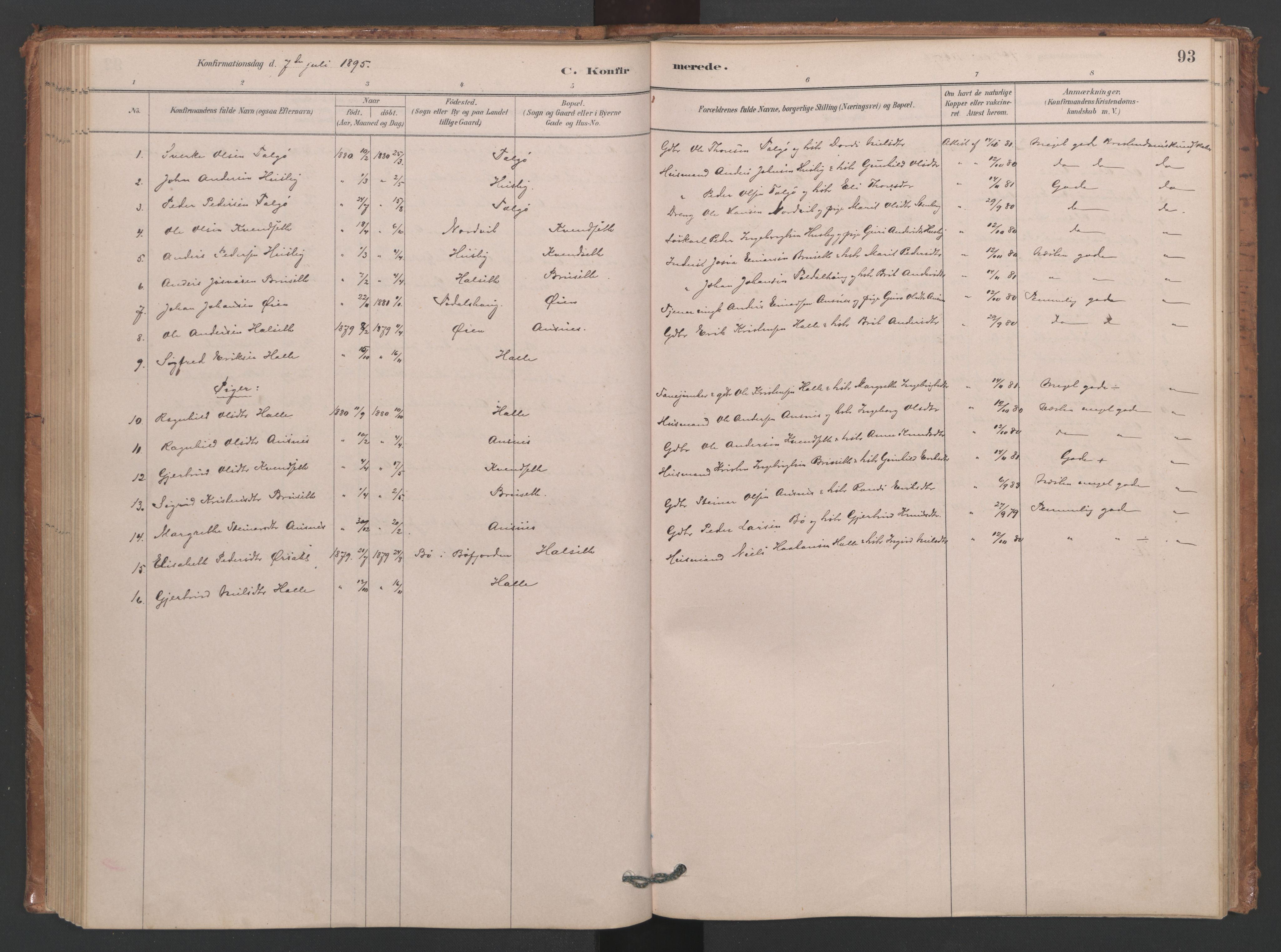 Ministerialprotokoller, klokkerbøker og fødselsregistre - Møre og Romsdal, SAT/A-1454/593/L1034: Parish register (official) no. 593A01, 1879-1911, p. 93