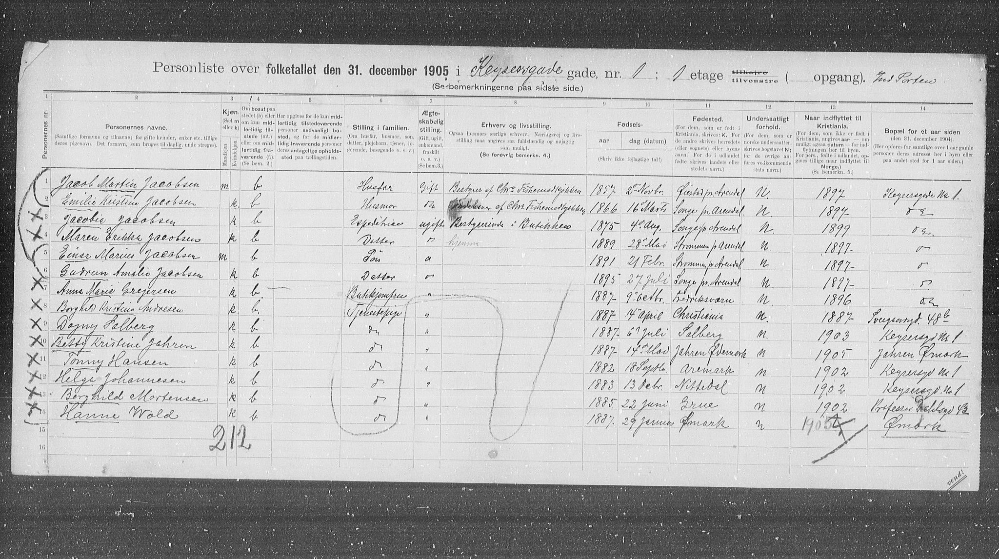 OBA, Municipal Census 1905 for Kristiania, 1905, p. 25847